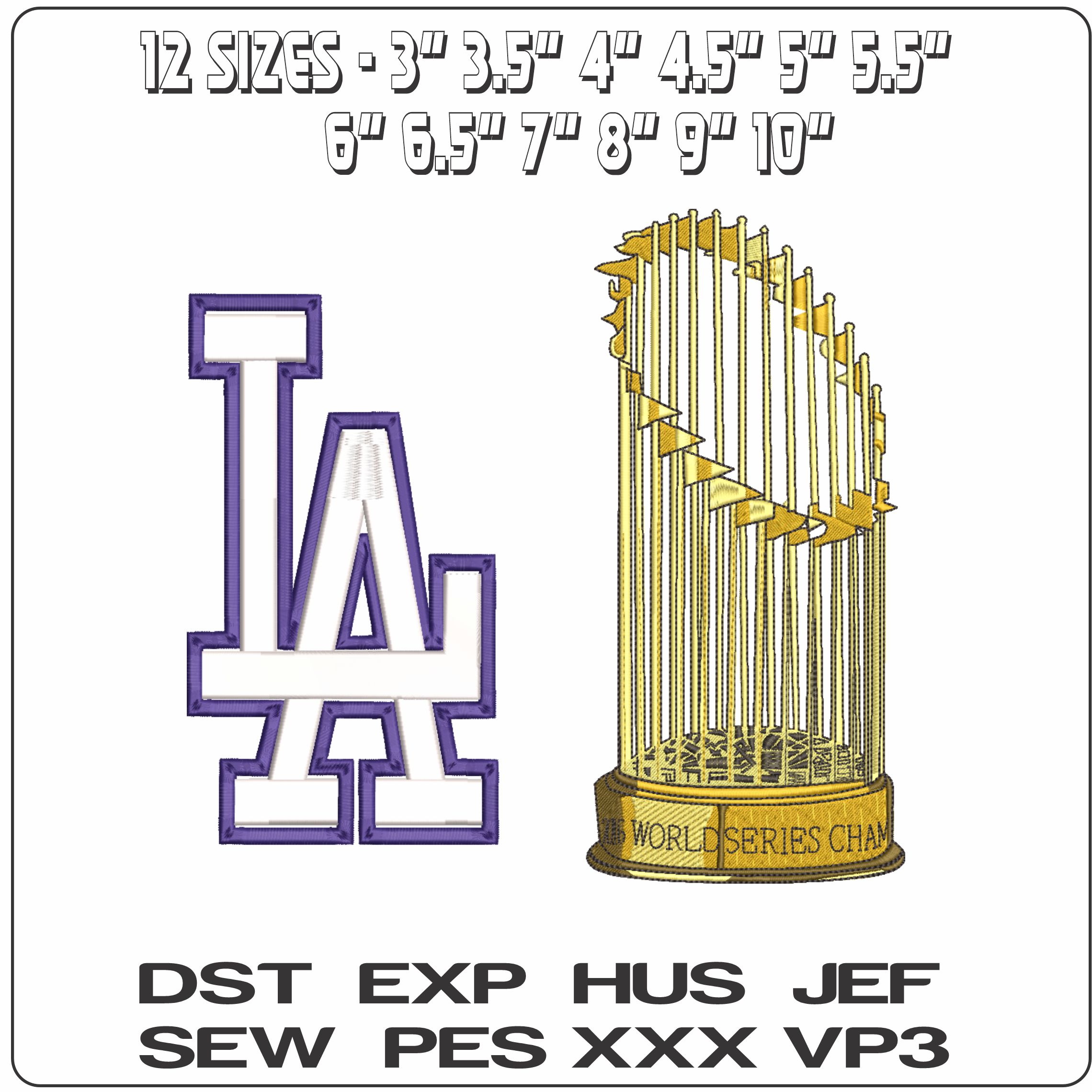 LA Dodgers - Major league Baseball logo 2024 World Series - MLB embroidery machine pattern embroidery file - instant download