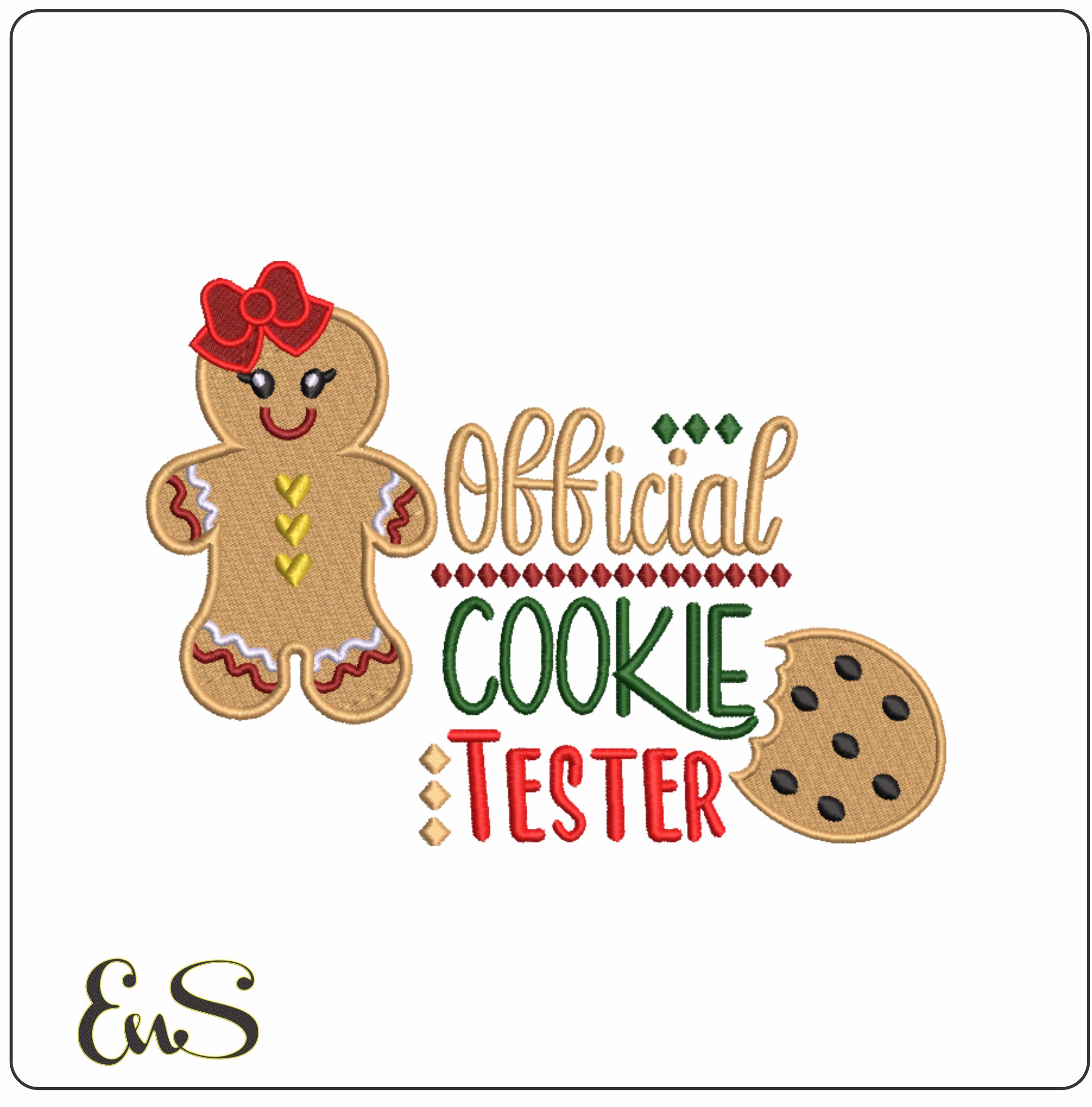 Gingerbread Girl Cookie Tester - Xmas embroidery design file - instant download in a frame