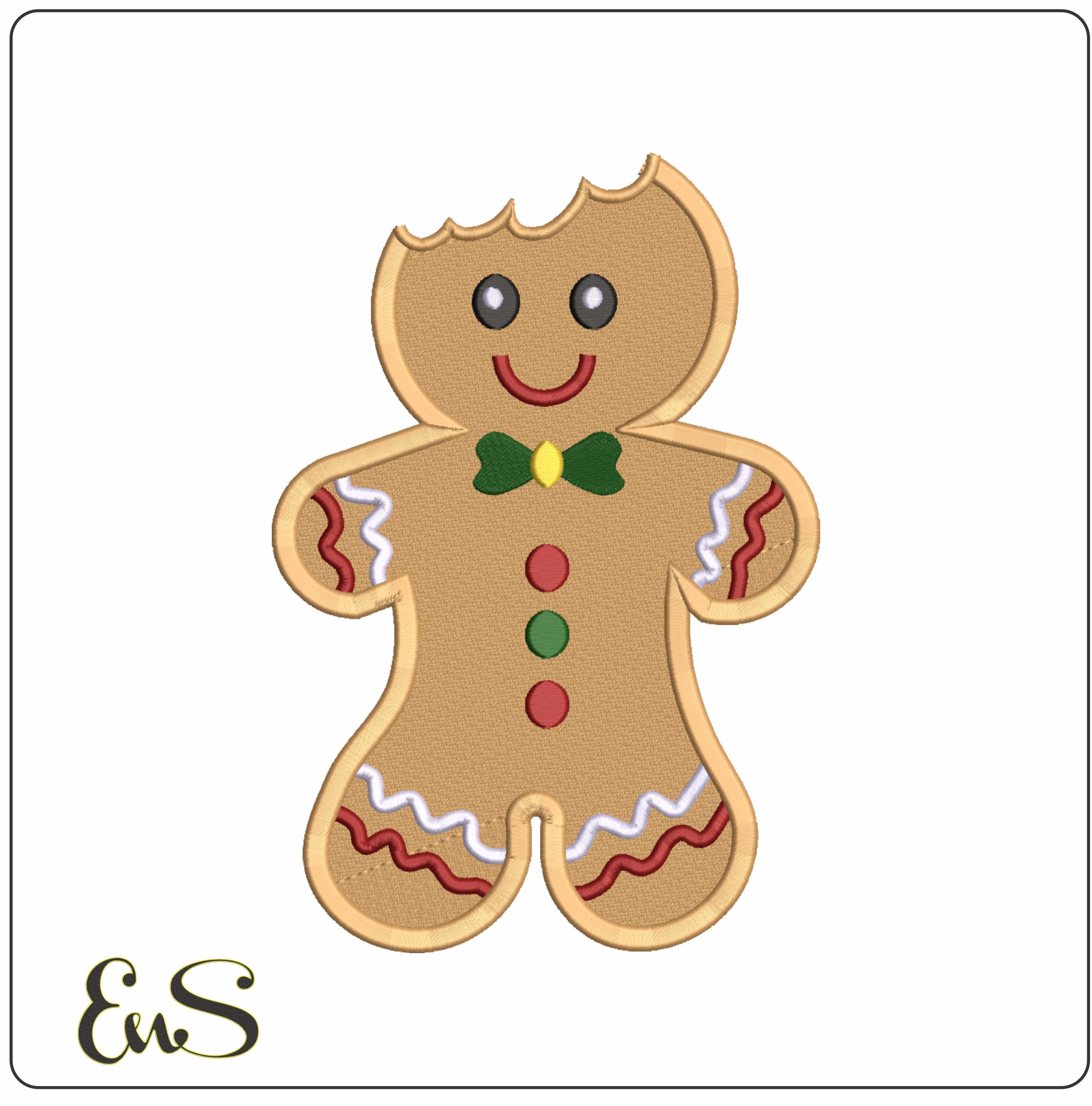 Gingerbread man Eaten - Xmas embroidery design file - instant download in a frame