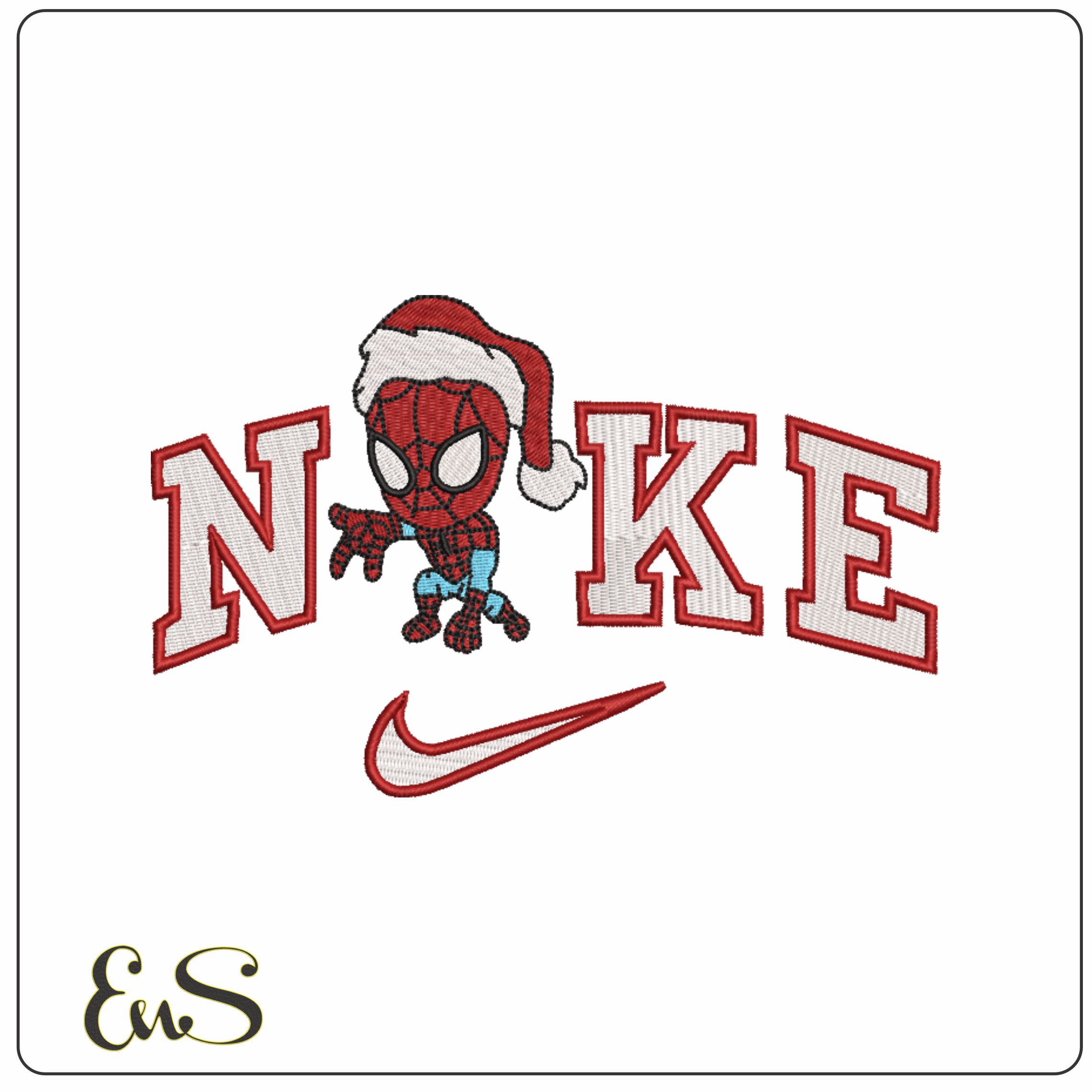 Nike Swoosh Spiderman - Xmas embroidery design file - instant download in a frame