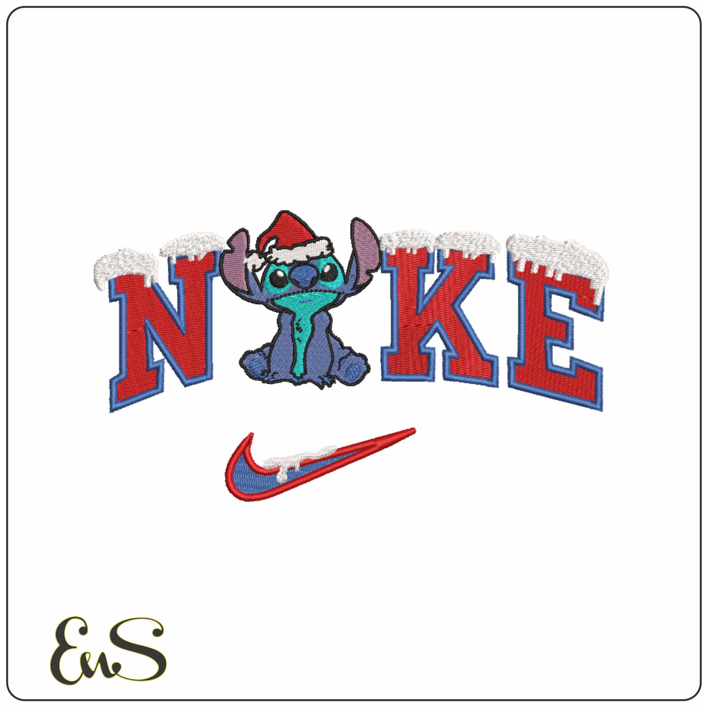 Nike Swoosh Stitch Christmas Hat - Xmas embroidery design file - instant download in a frame