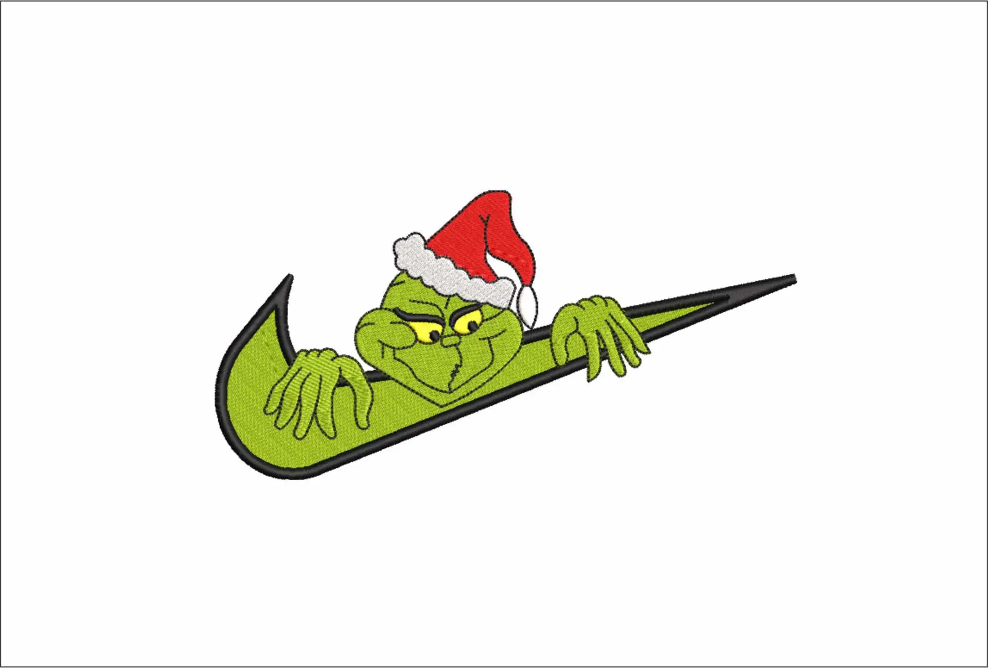 Nike Swoosh Grinch Christmas Hat - Xmas embroidery design file - instant download in a frame