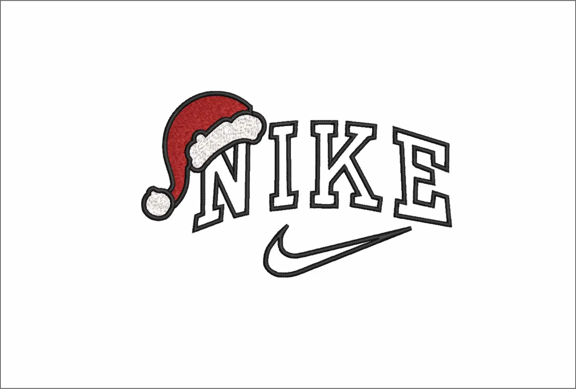 Nike Swoosh Christmas Hat - Xmas embroidery design file - instant download in a frame