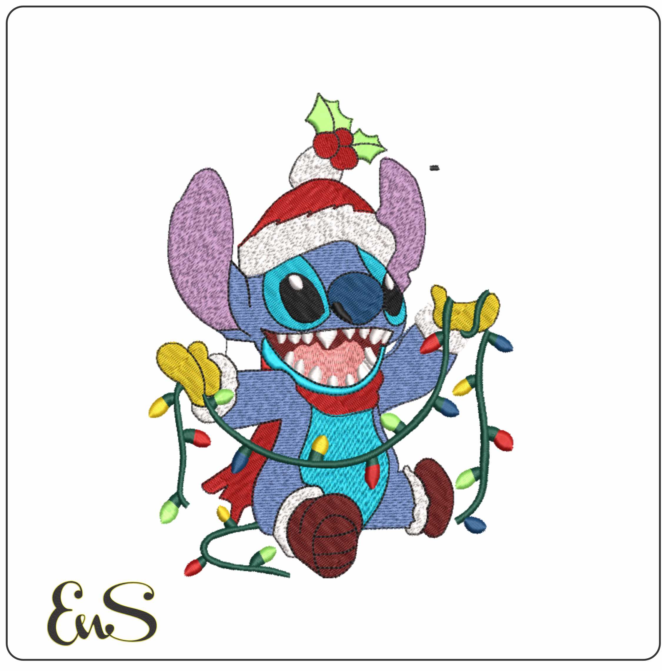 Cristmas Lights Stitch  - Xmas embroidery design file - instant download in a frame
