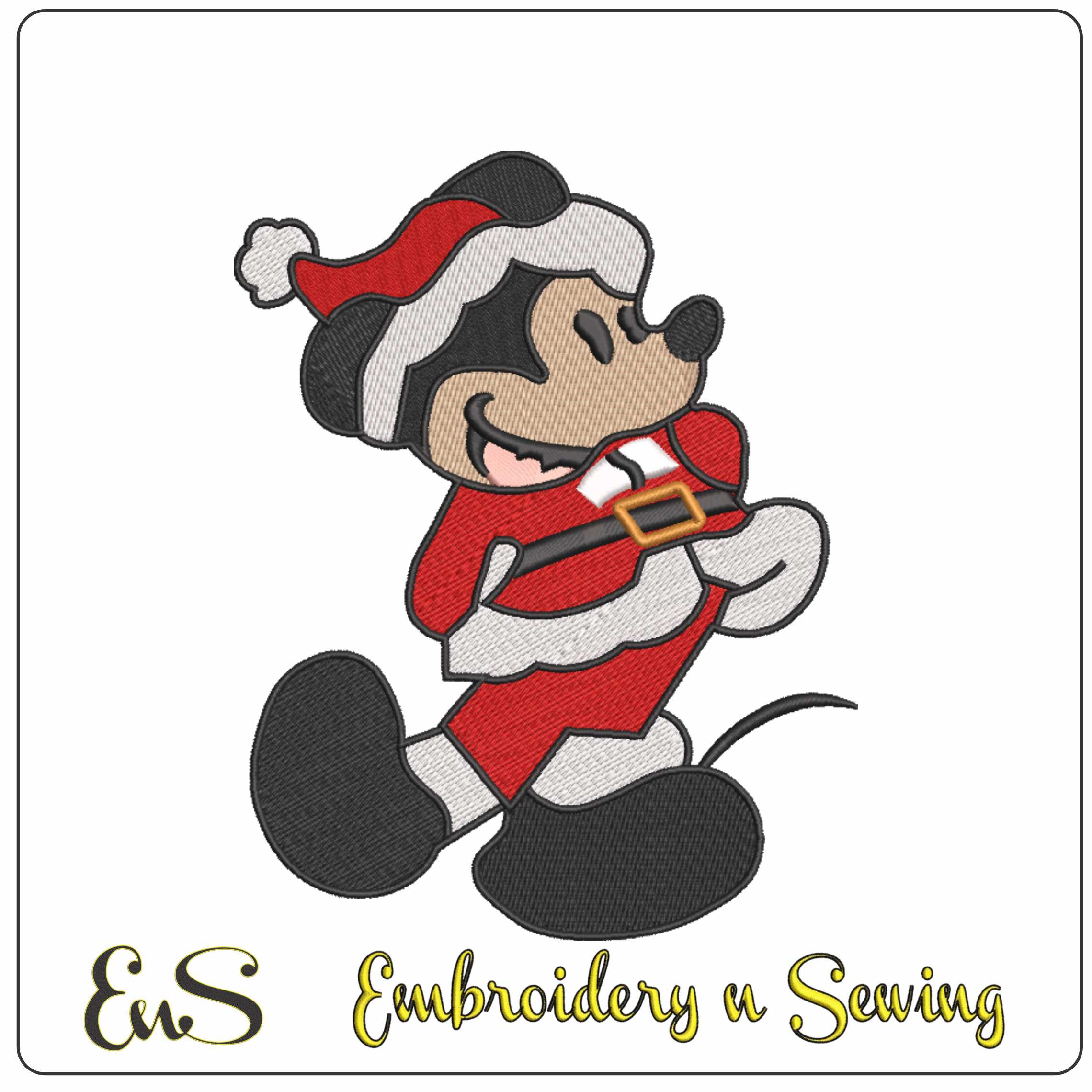 Christmas Mickey Mouse Santa - Xmas embroidery design file - instant download in a frame