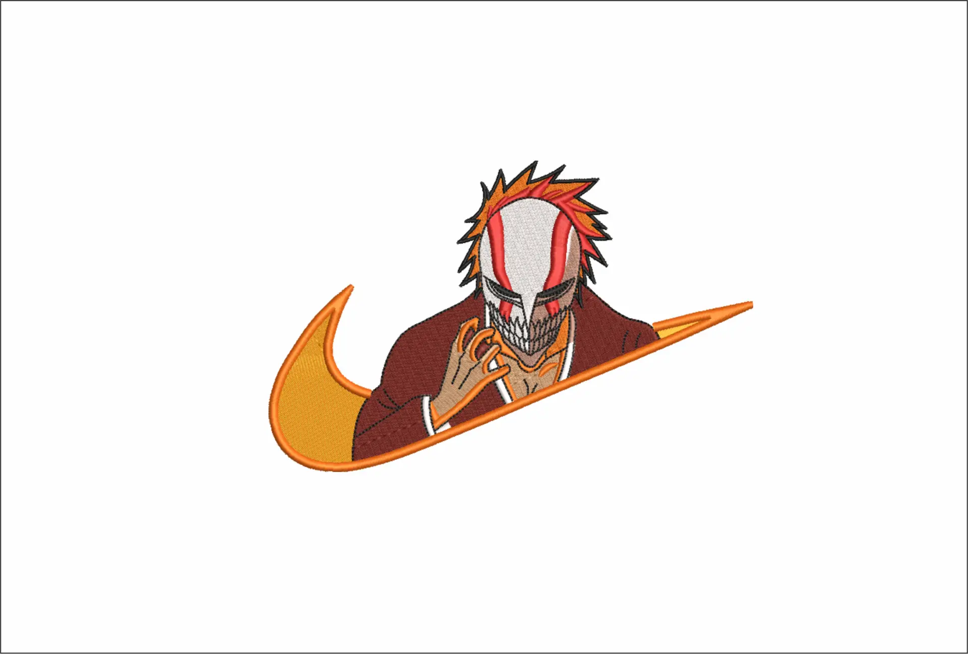 Nike Swoosh Ichigo Vizard - Anime embroidery design - embroidery file - instant download
