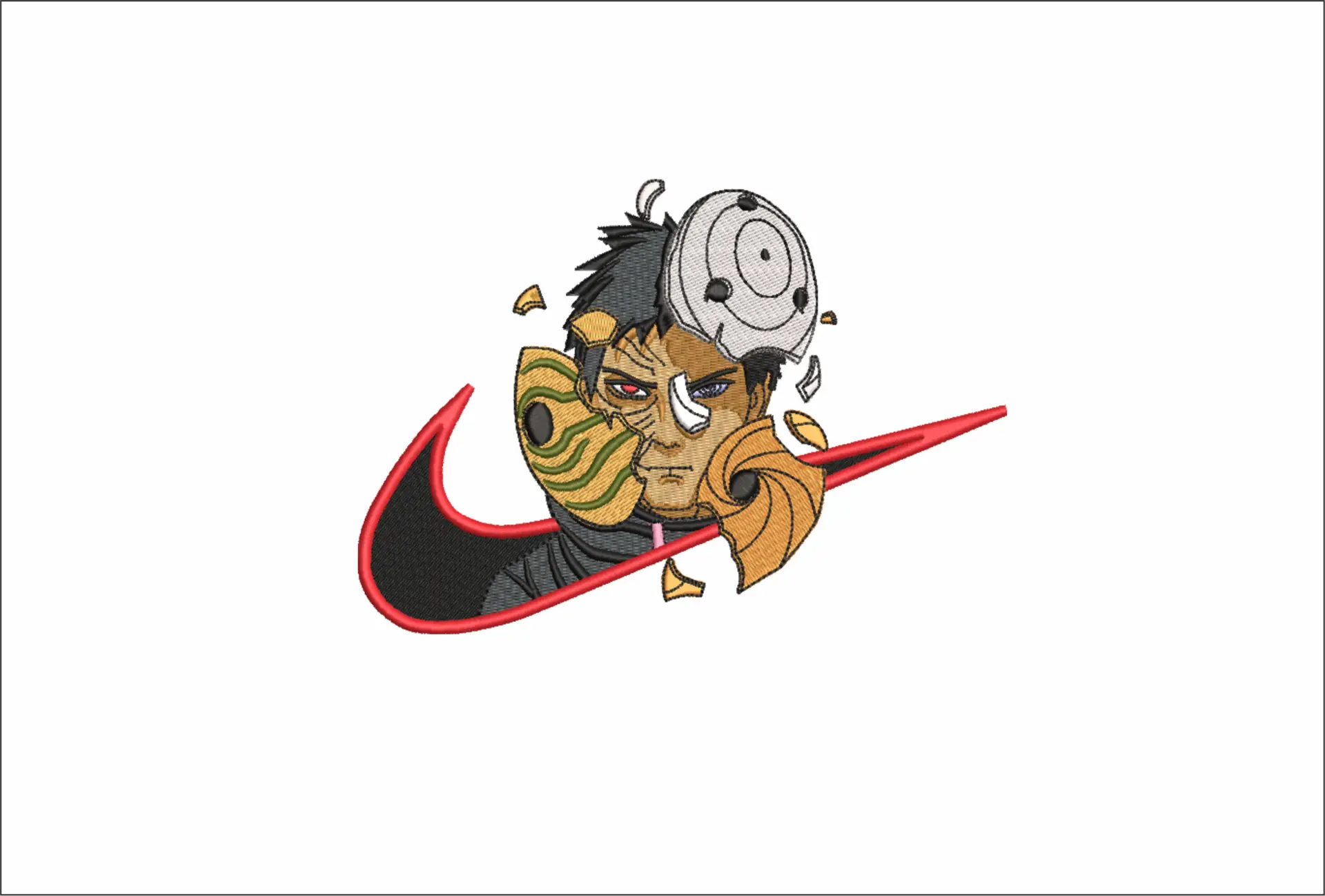 Nike Swoosh Obito Uchiha - Anime embroidery design - embroidery file - instant download