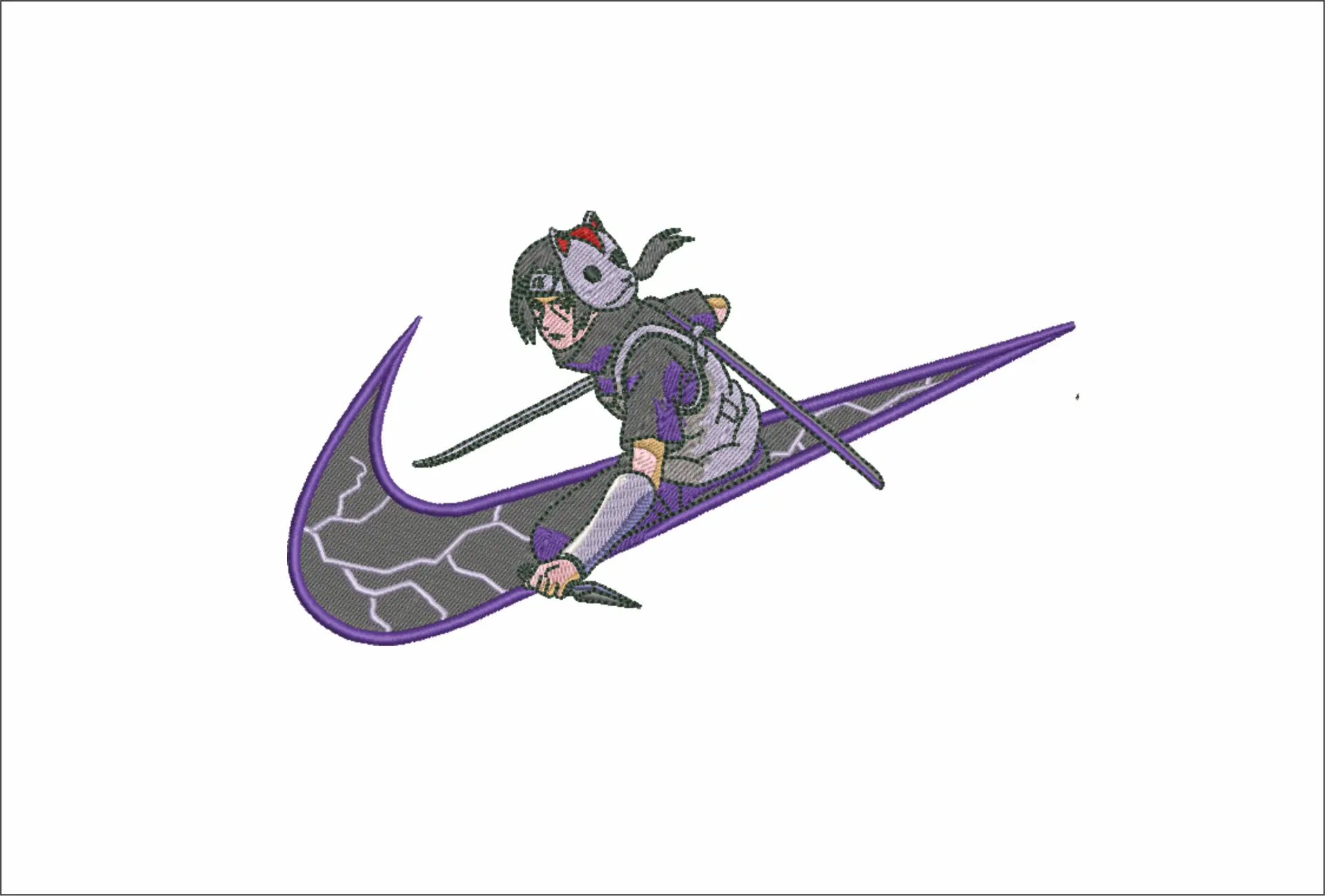 Nike Swoosh Sasuke Naruto - Anime embroidery design - embroidery file - instant download