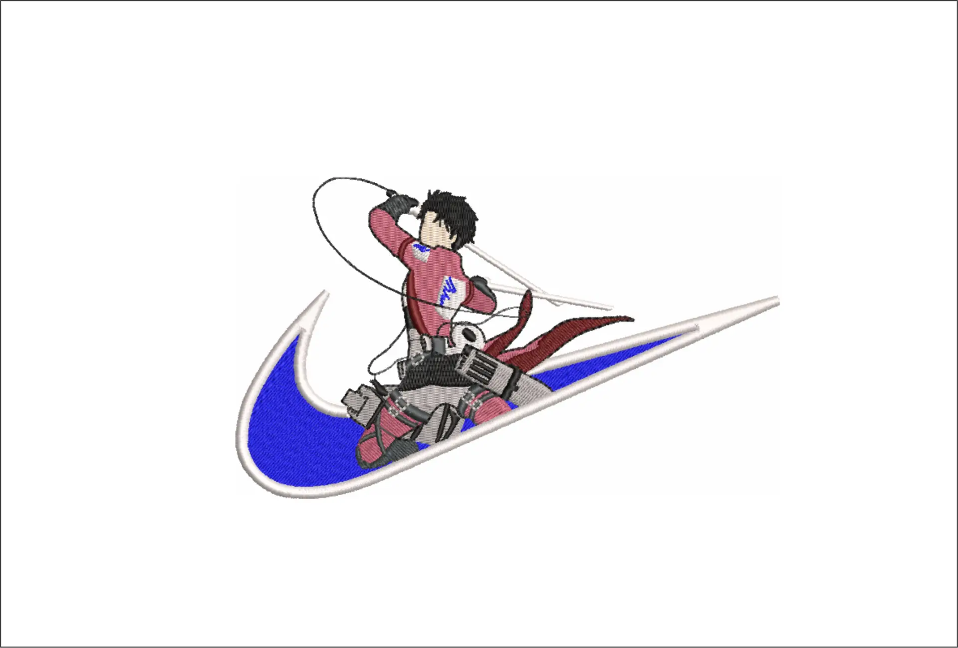 Nike Swoosh Levi Akkerman - Anime embroidery design - embroidery file - instant download
