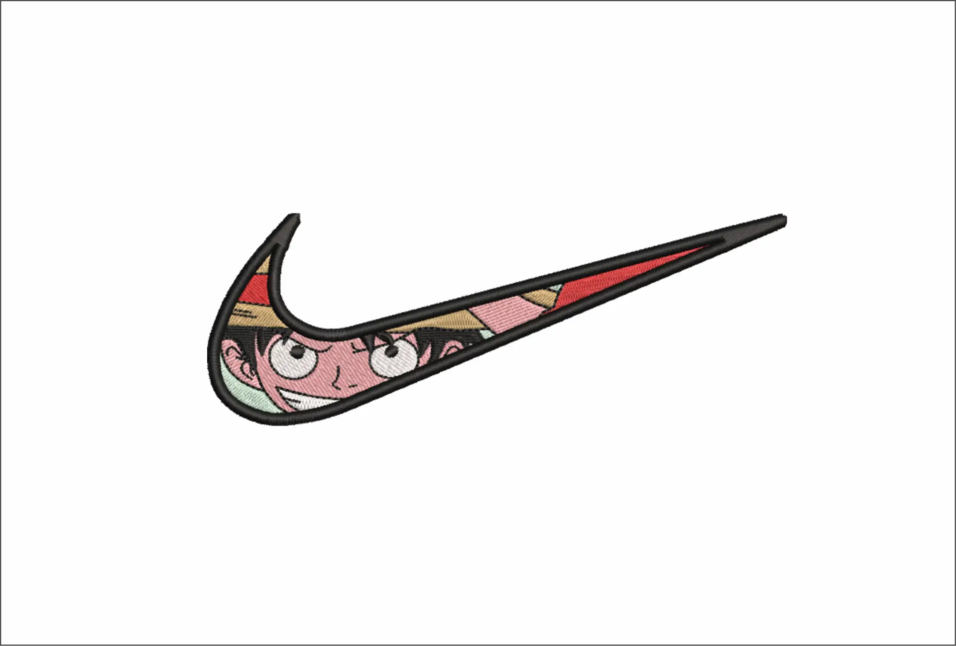 Nike Swoosh Luffy Eyes - Anime embroidery design - embroidery file - instant download