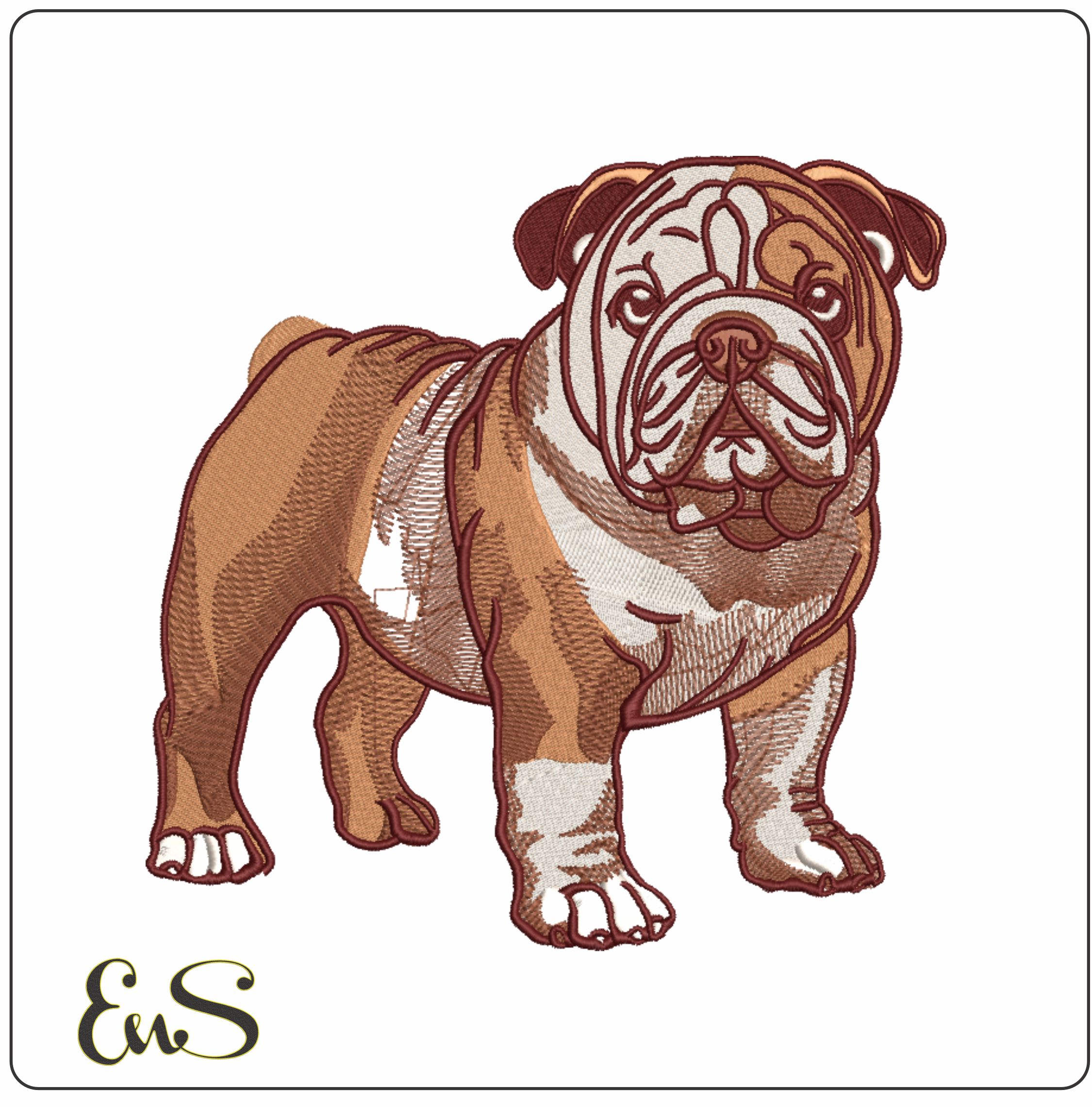 Bulldog Standing - dog embroidery designs - embroidery file - instant download
