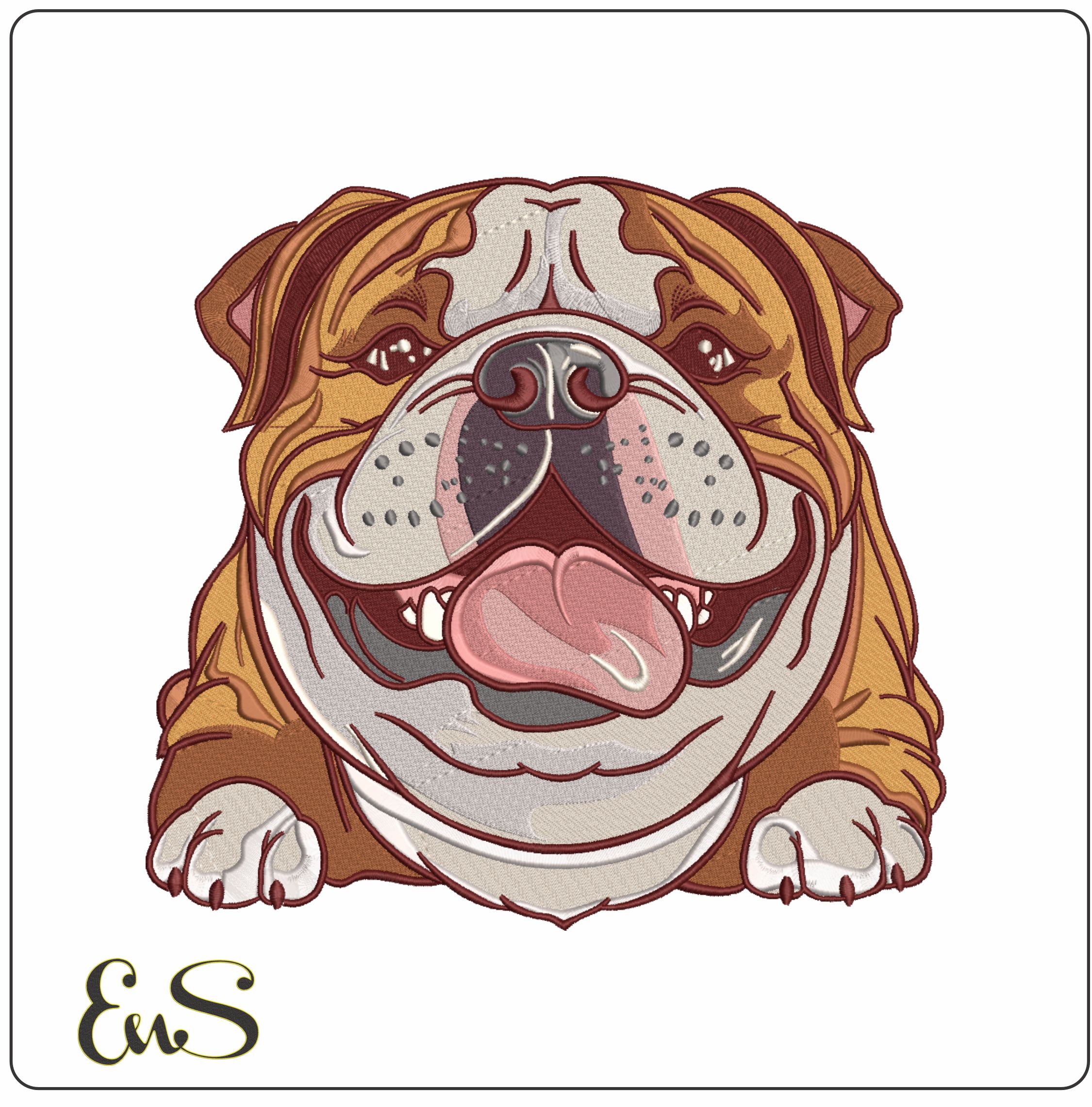 Bulldog Laying down - dog embroidery designs - embroidery file - instant download