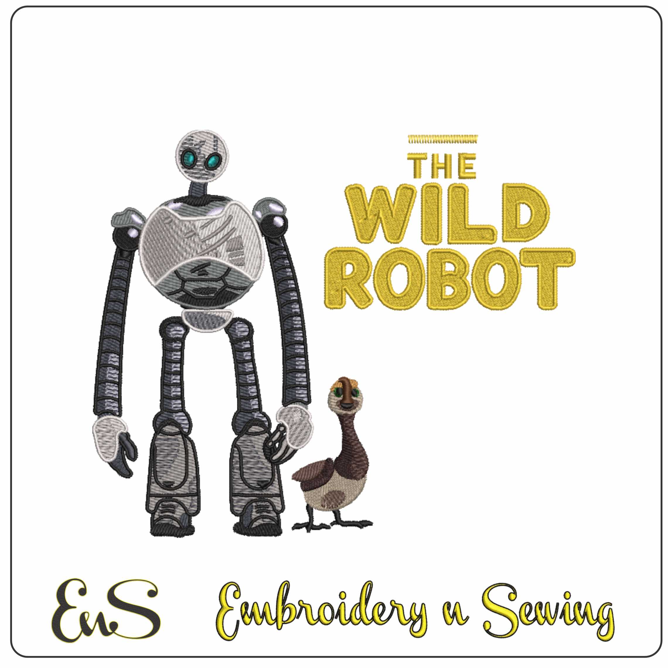 The Wild Robot with Goose - Cartoon embroidery designs - embroidery file - instant download