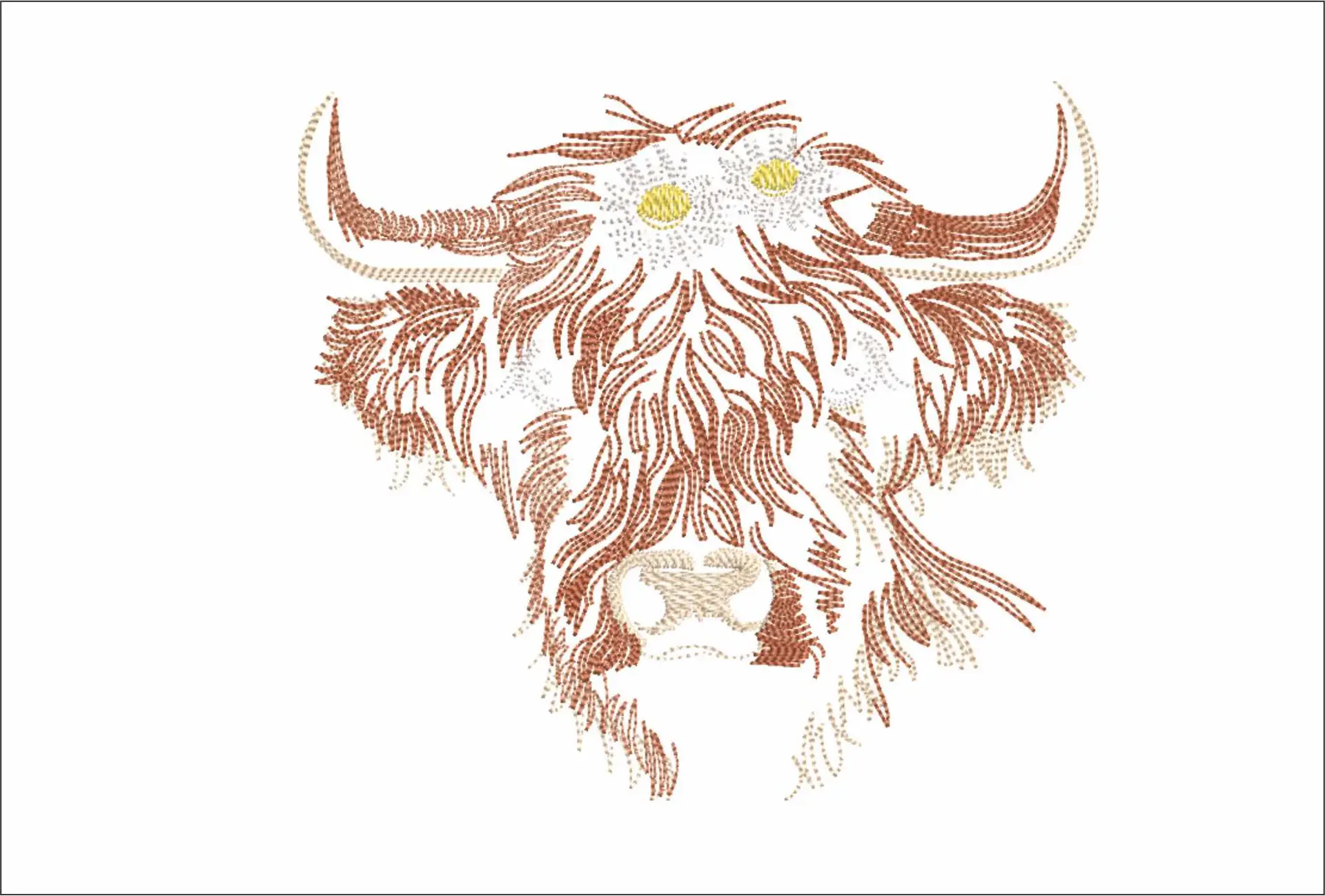 Cow Head with Flower - Cow embroidery designs - embroidery file - instant download