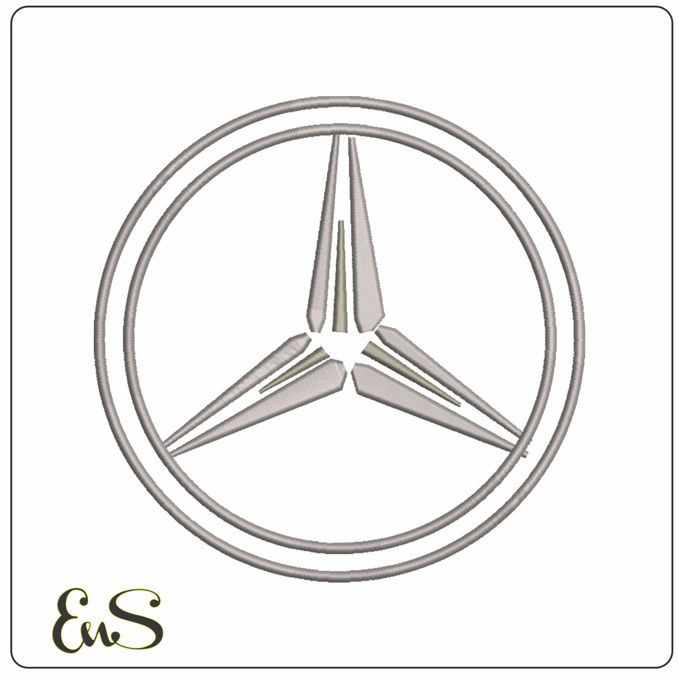 Mercedes embroidery design pointed star Logo embroidery design - Merc design machine pattern Car Auto Company embroidery file instant download