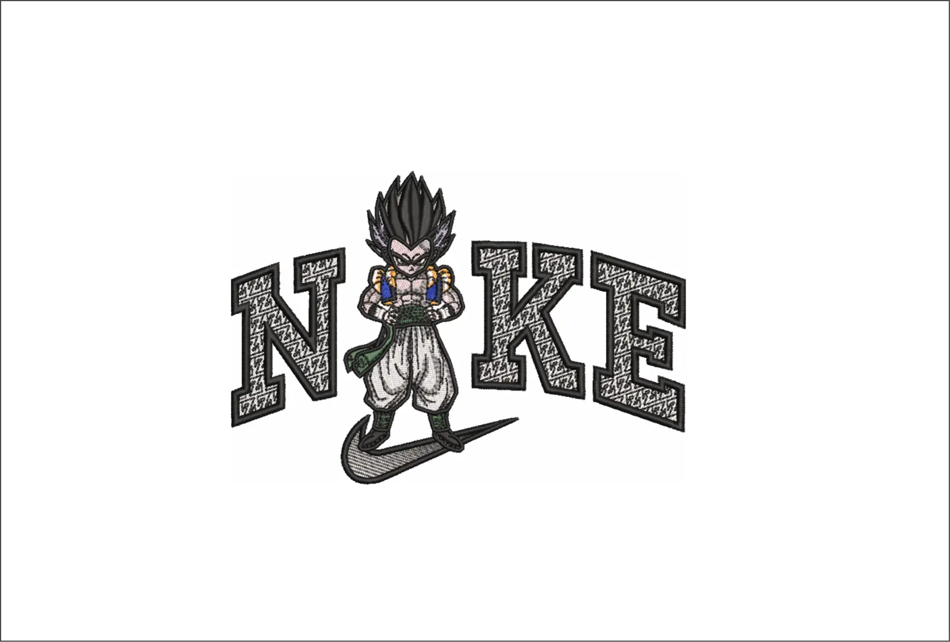 Nike Swoosh Goku Kid Dragon Ballz - Anime embroidery design - embroidery file - instant download