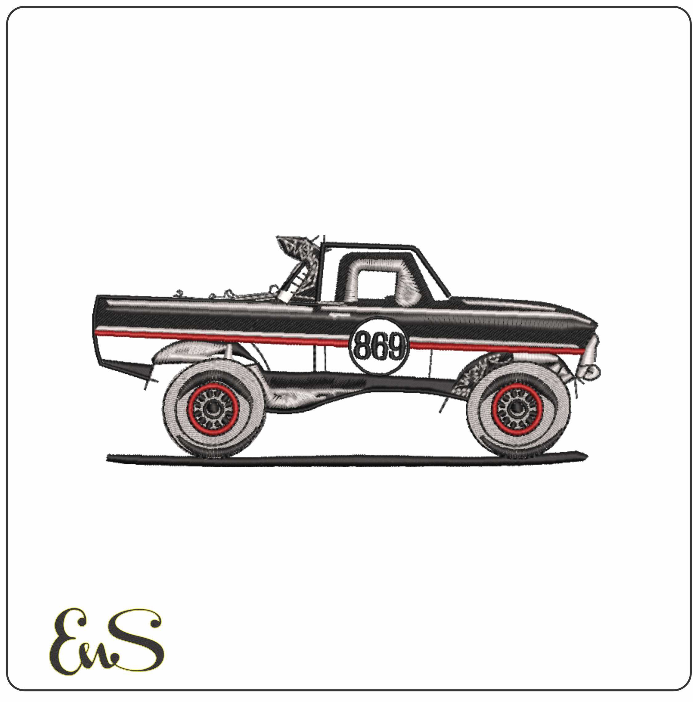 Race Truck embroidery design -  Car embroidery design machine pattern - Car embroidery file - instant download