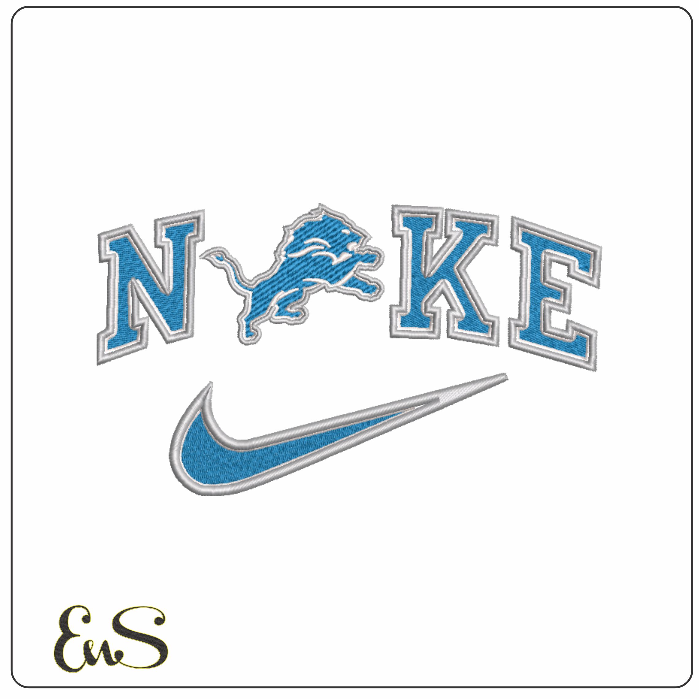 Nike Swoosh Detroit Lions NFL - Nike Design embroidery design file - instant download in a frame