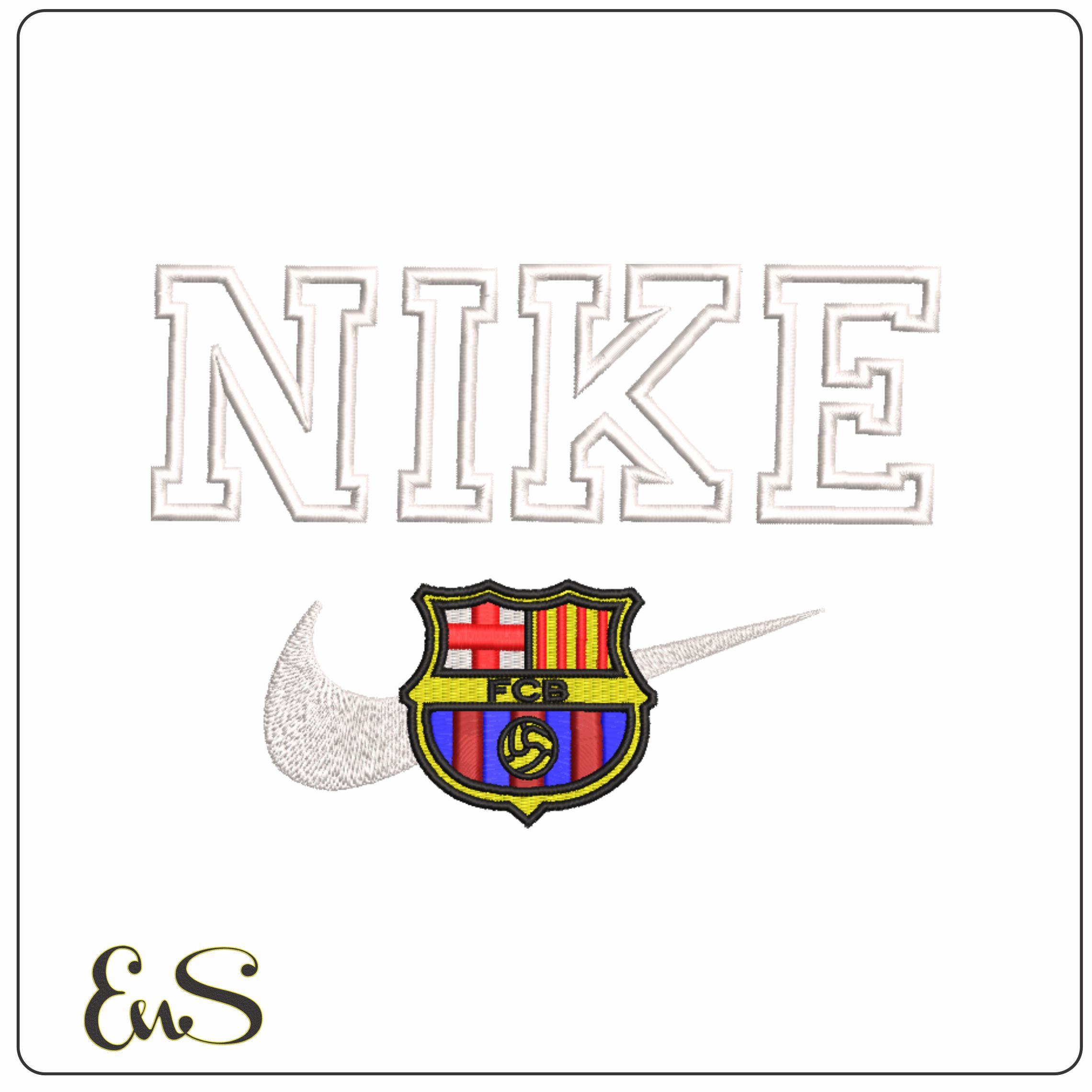 Nike Swoosh Barcelona FC- Nike Design embroidery design file - instant download in a frame