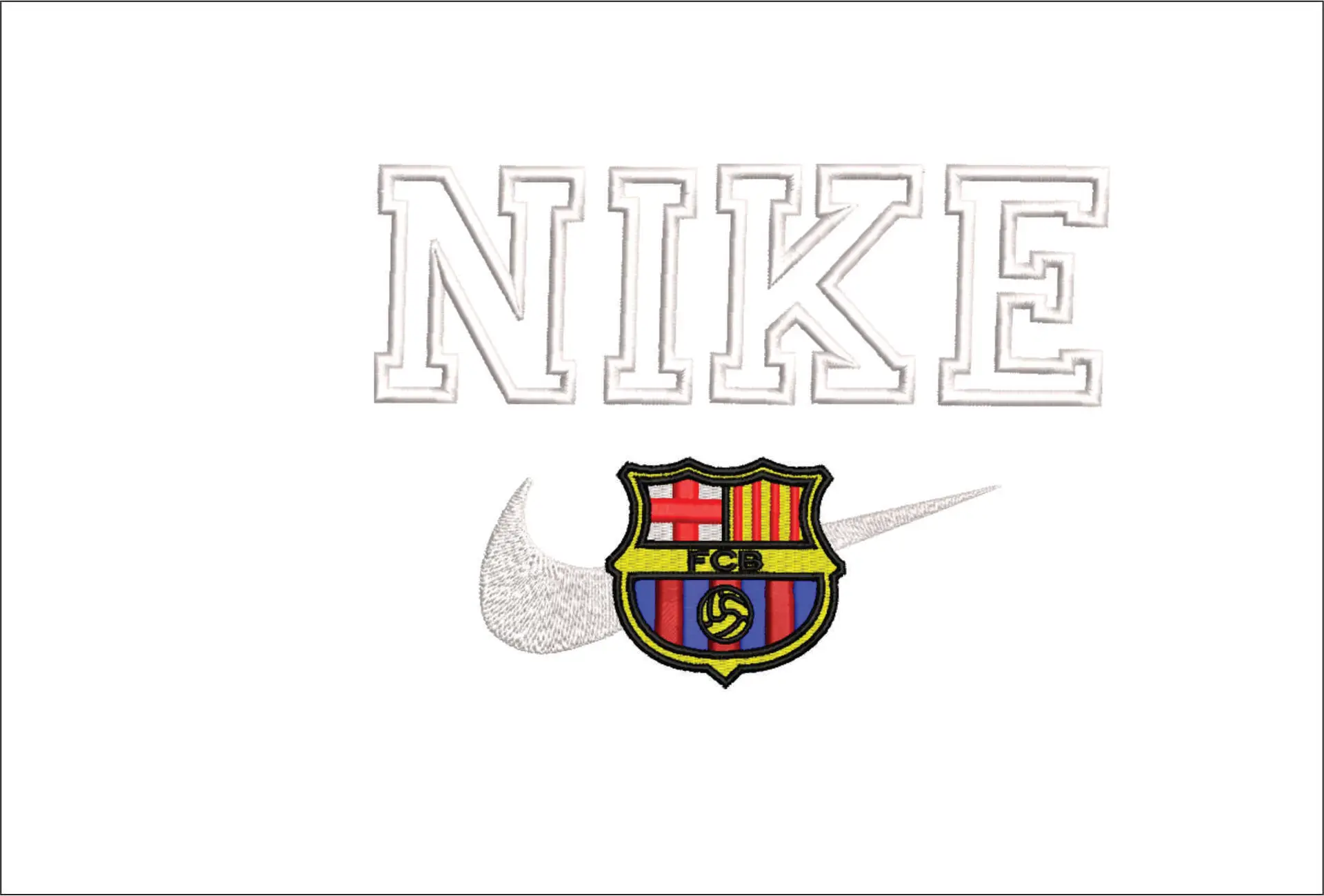Nike Swoosh Barcelona FC- Nike Design embroidery design file - instant download in a frame