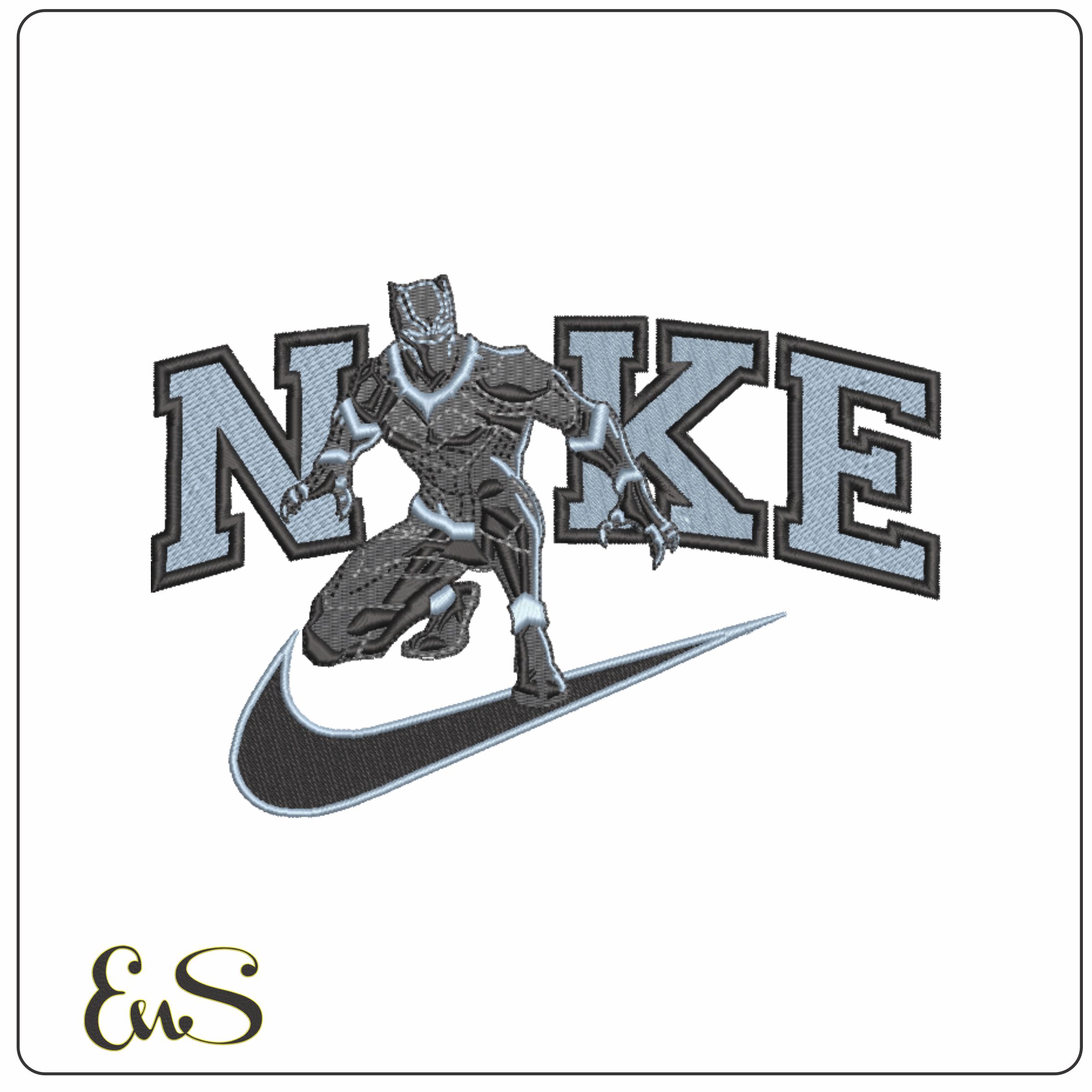 Nike Swoosh Black Panther- Nike Marvel Design embroidery design file - instant download in a frame