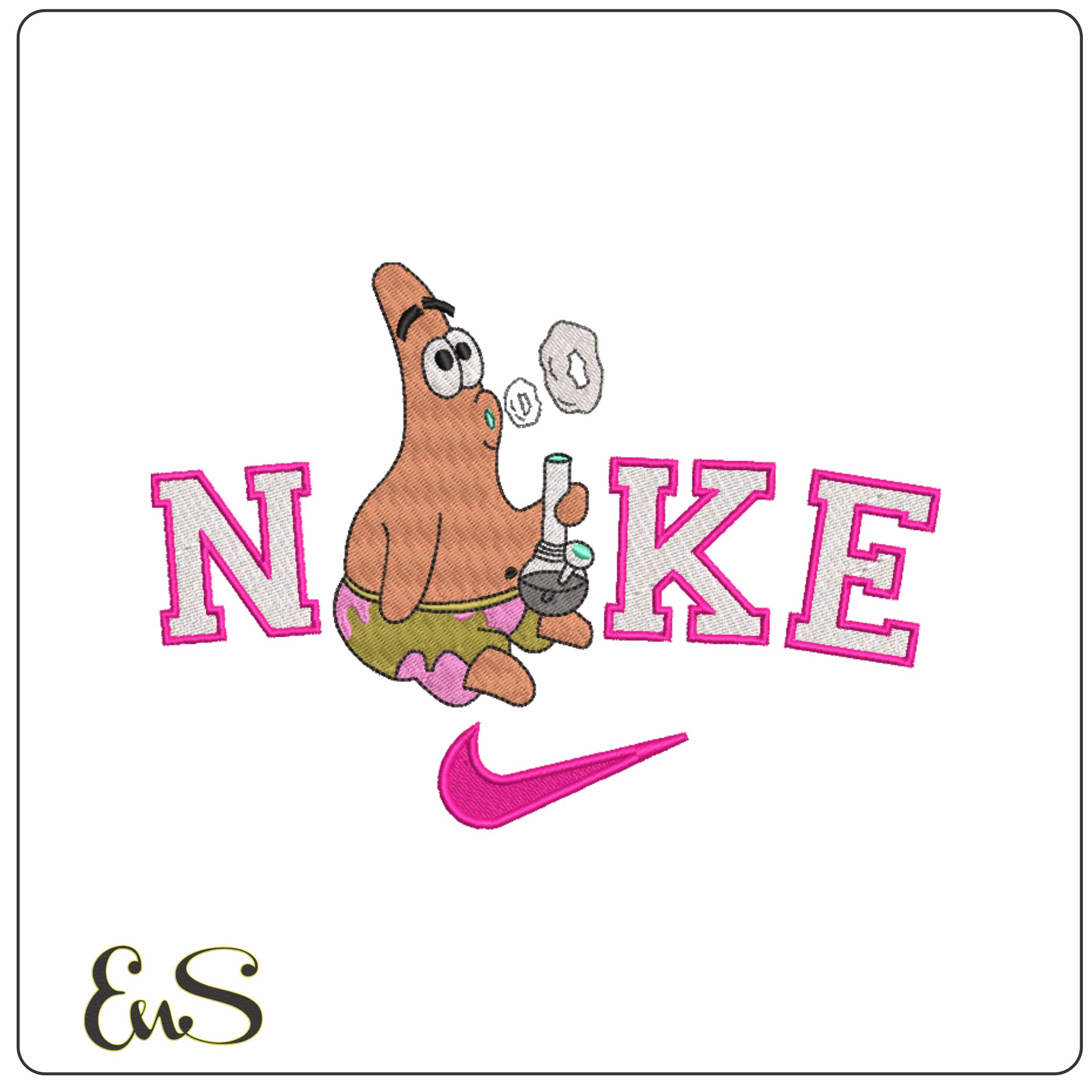 Nike Swoosh Patrick Star- Nike Sponge Bob embroidery design file - instant download in a frame