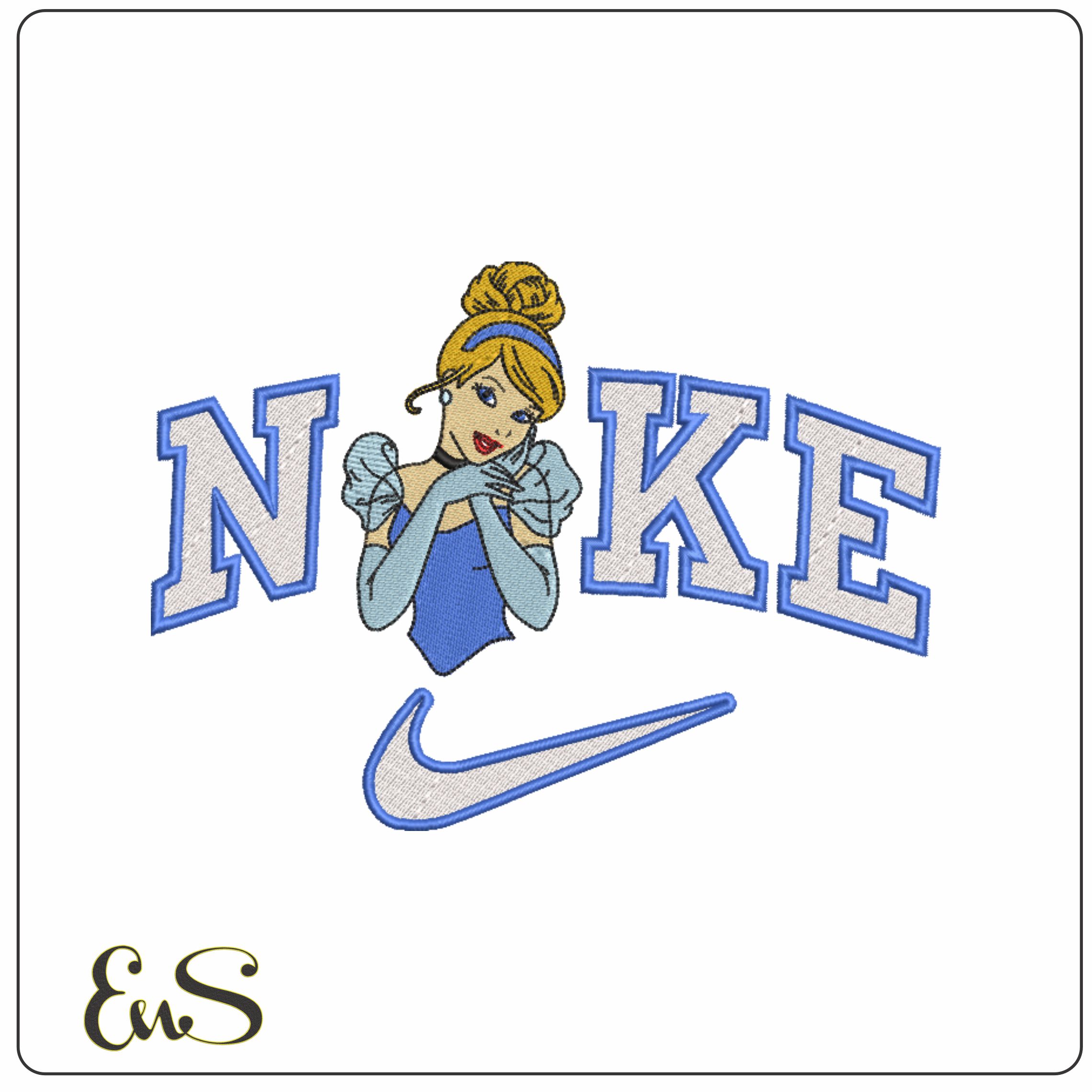 Nike Swoosh Disney Cinderella - Nike embroidery design file - instant download in a frame