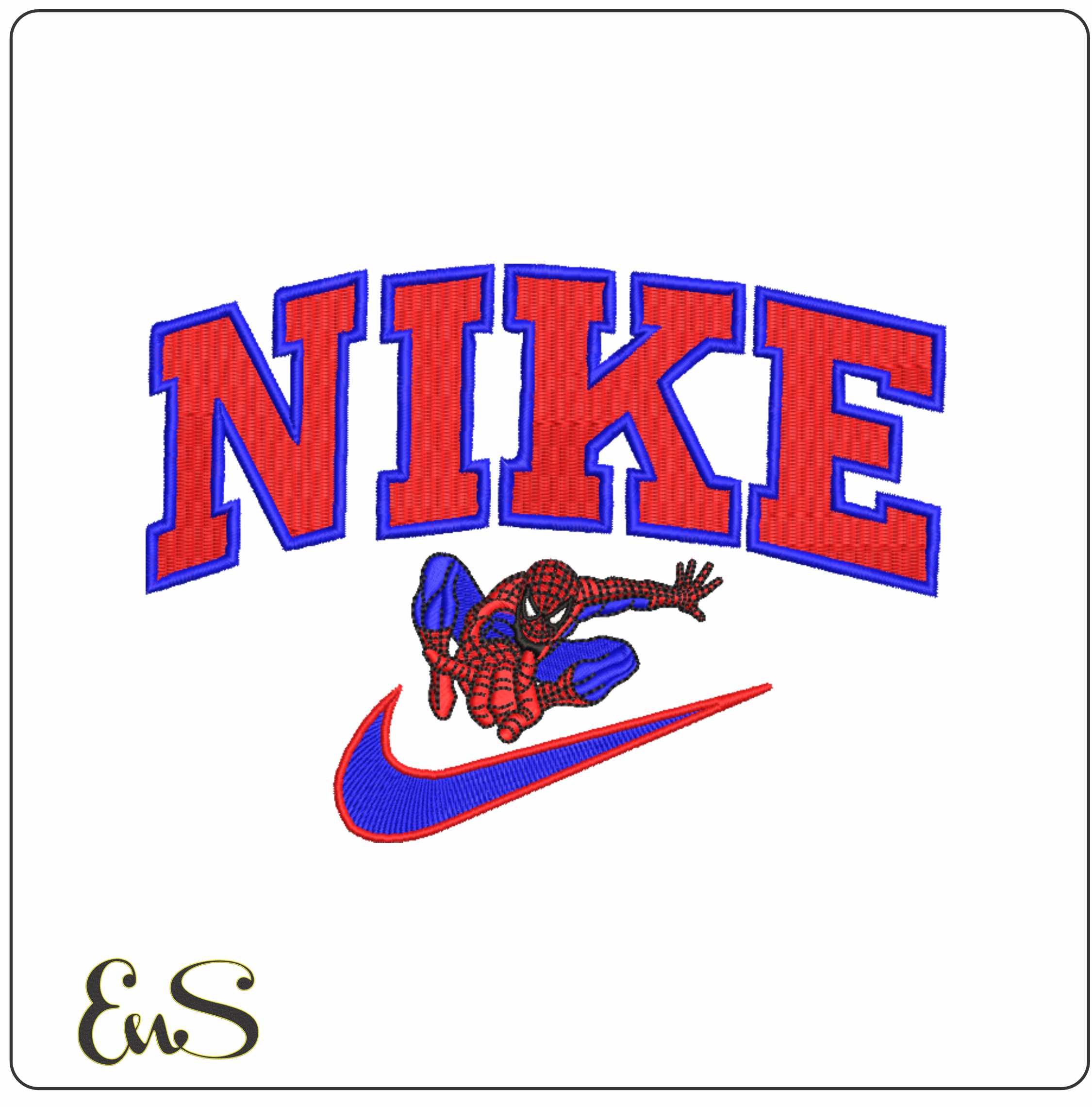 Nike Swoosh Marvel Spiderman - Nike embroidery design file - instant download in a frame