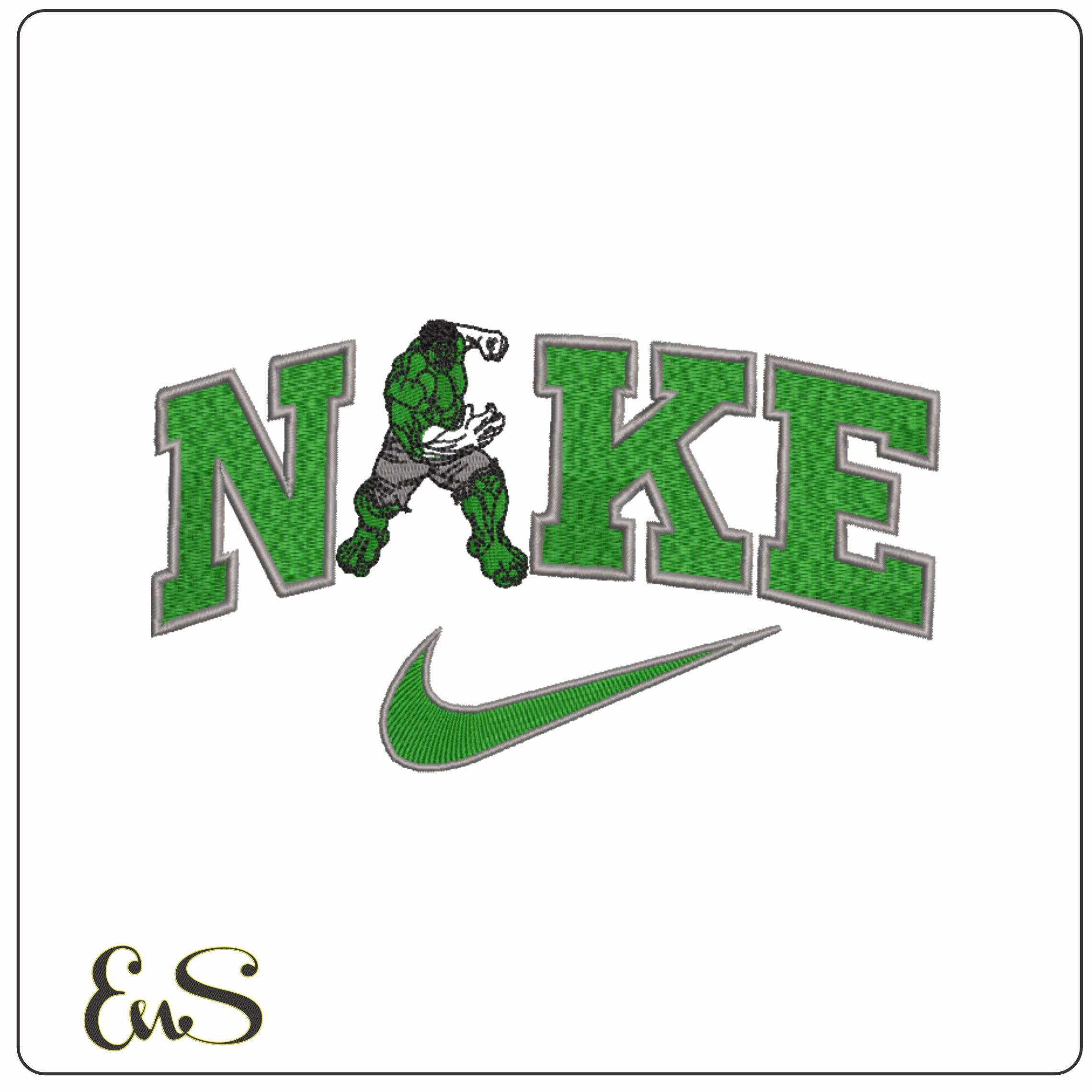Nike Swoosh Marvel Hulk - Nike embroidery design file - instant download in a frame