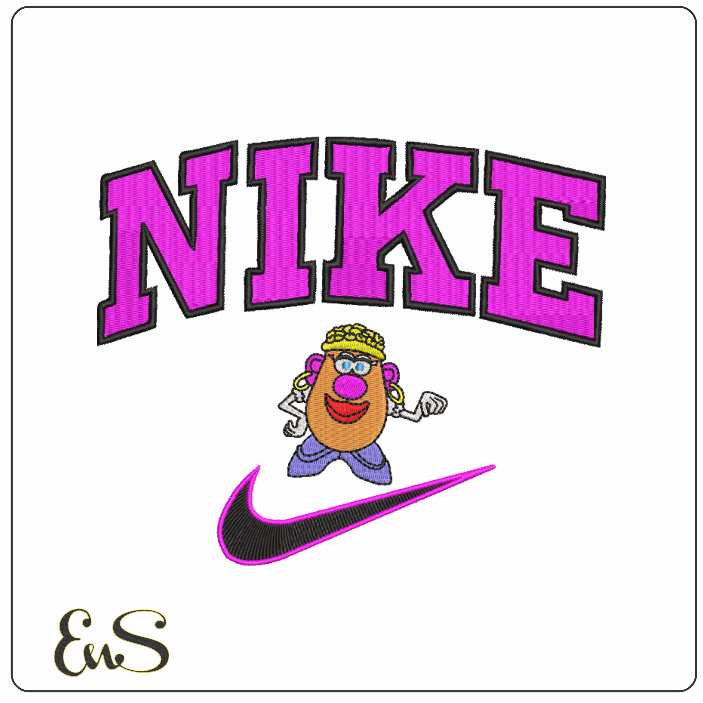 Nike Swoosh Mrs Potato Head - Nike Toy Story embroidery design file - instant download in a frame