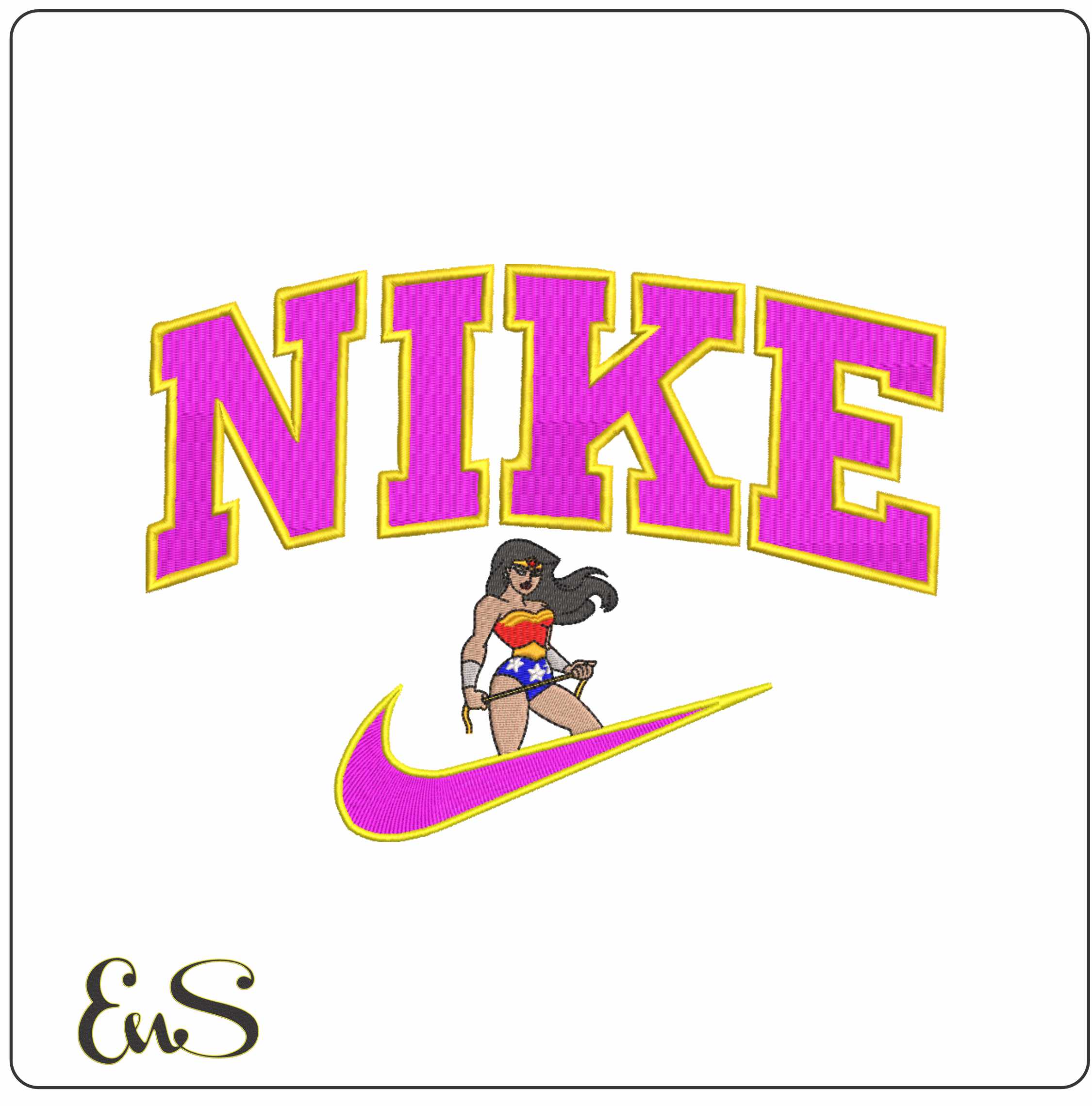 Nike Swoosh DC Wonder Woman - Nike embroidery design file - instant download in a frame