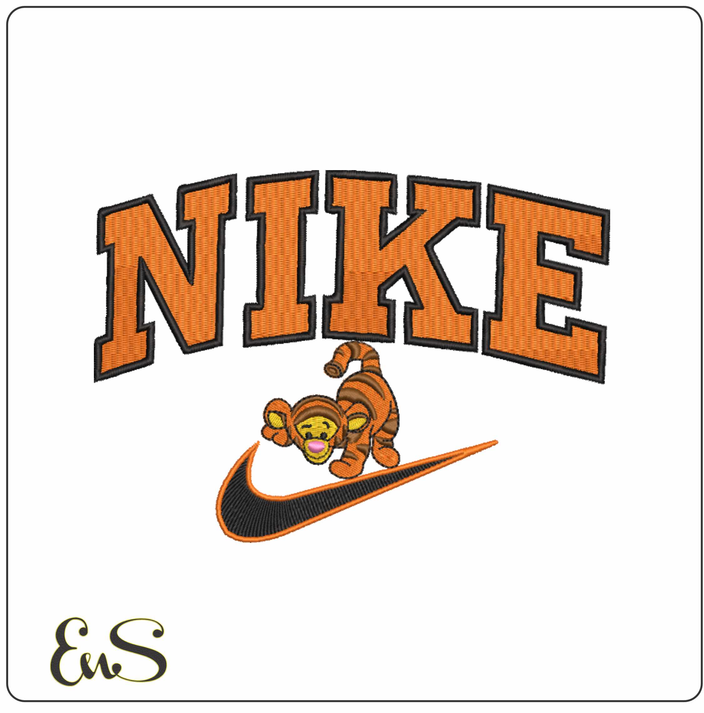 Nike Swoosh Tigger Cub - Nike embroidery design file - instant download in a frame