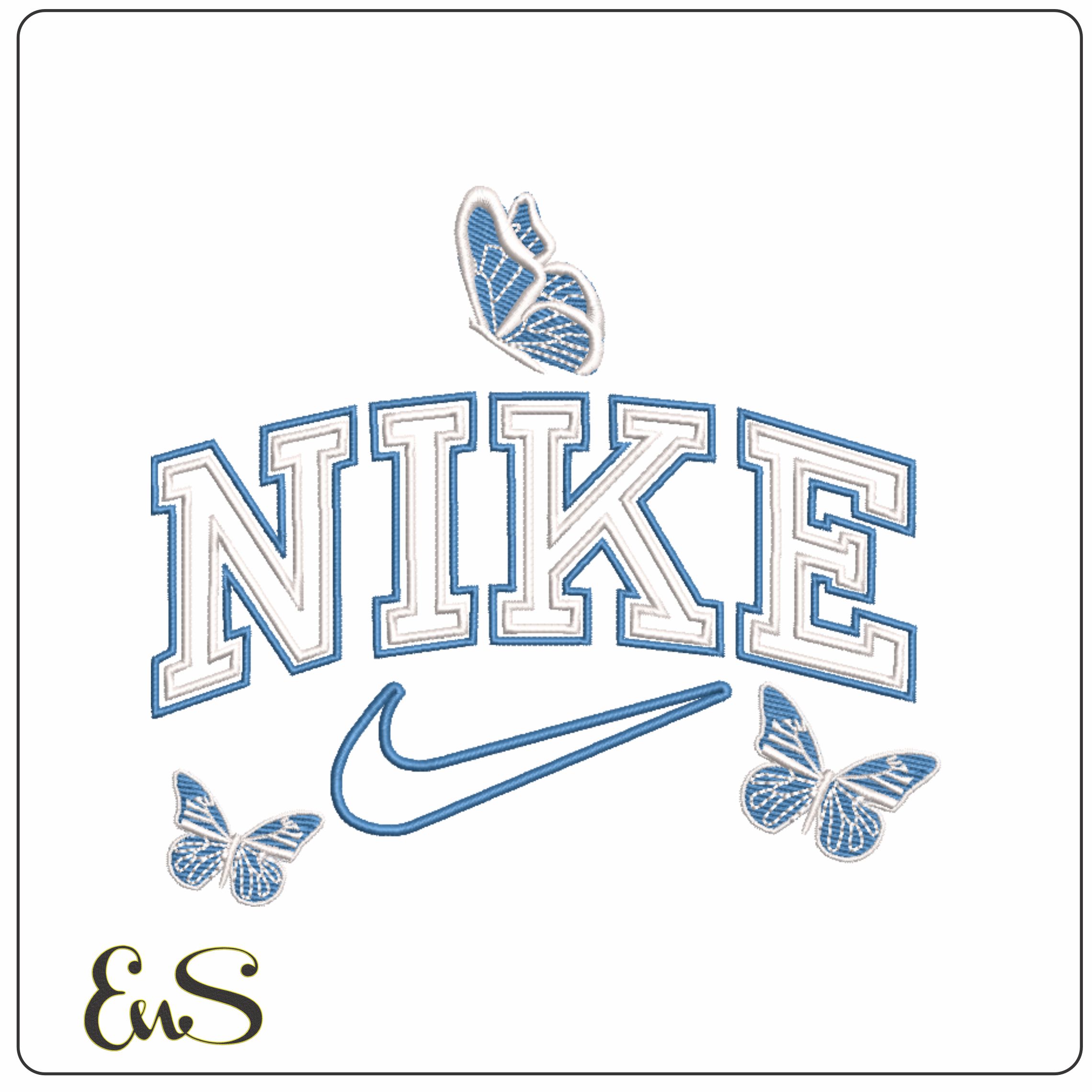 Nike Swoosh Butterflies - Nike embroidery design file - instant download in a frame