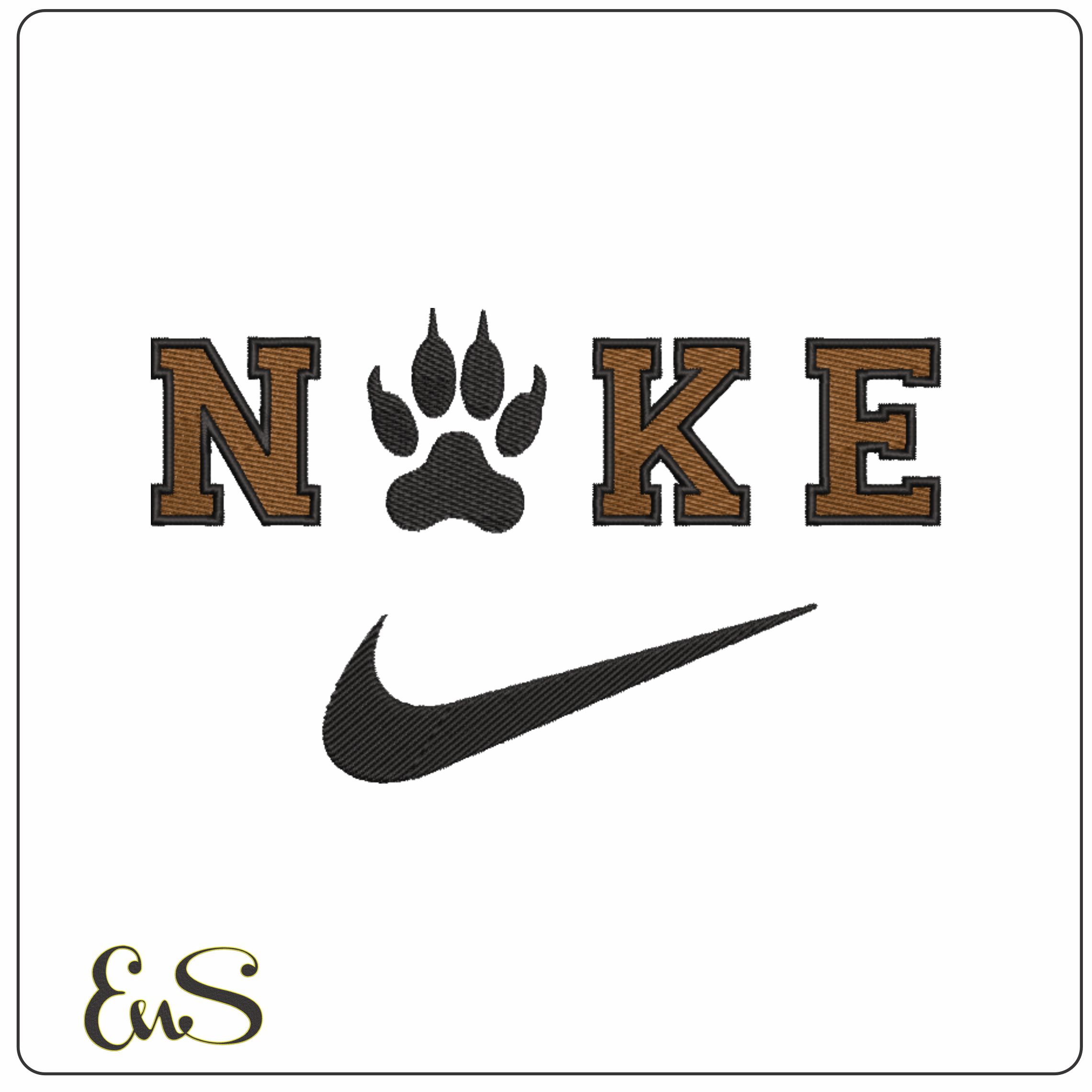 Nike Swoosh Bear Claw - Nike embroidery design file - instant download in a frame