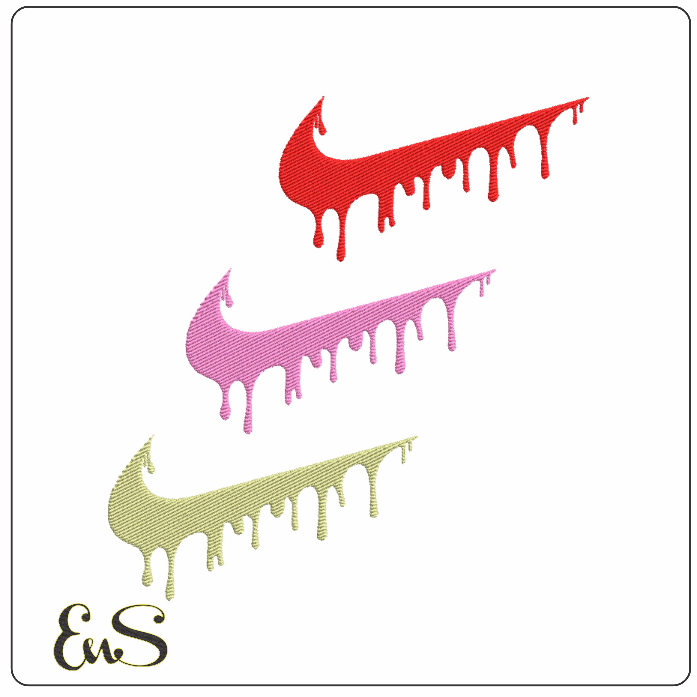 Nike Swoosh dripping - Nike embroidery design file - instant download in a frame