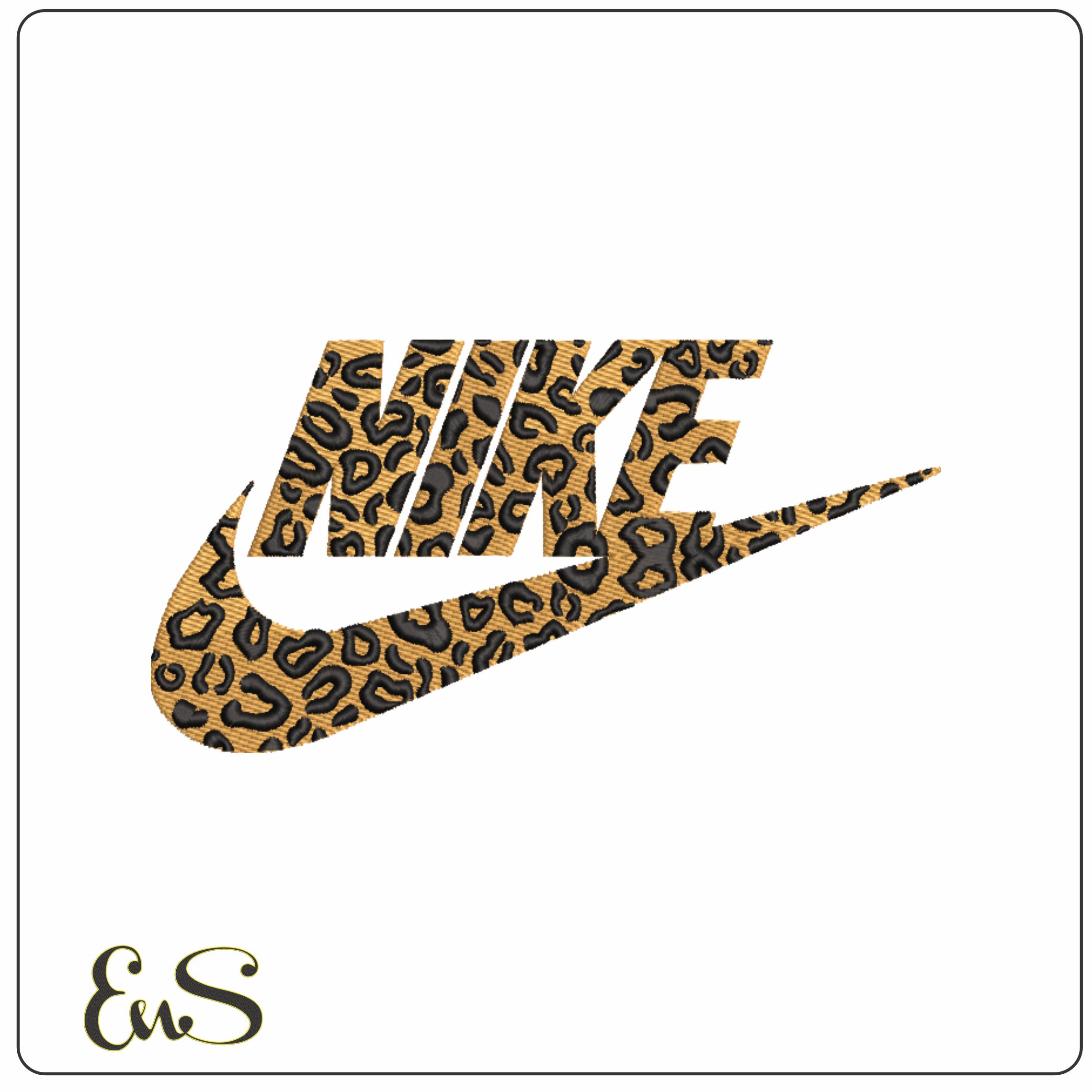 Nike Swoosh Leopard Print - Nike embroidery design file - instant download in a frame