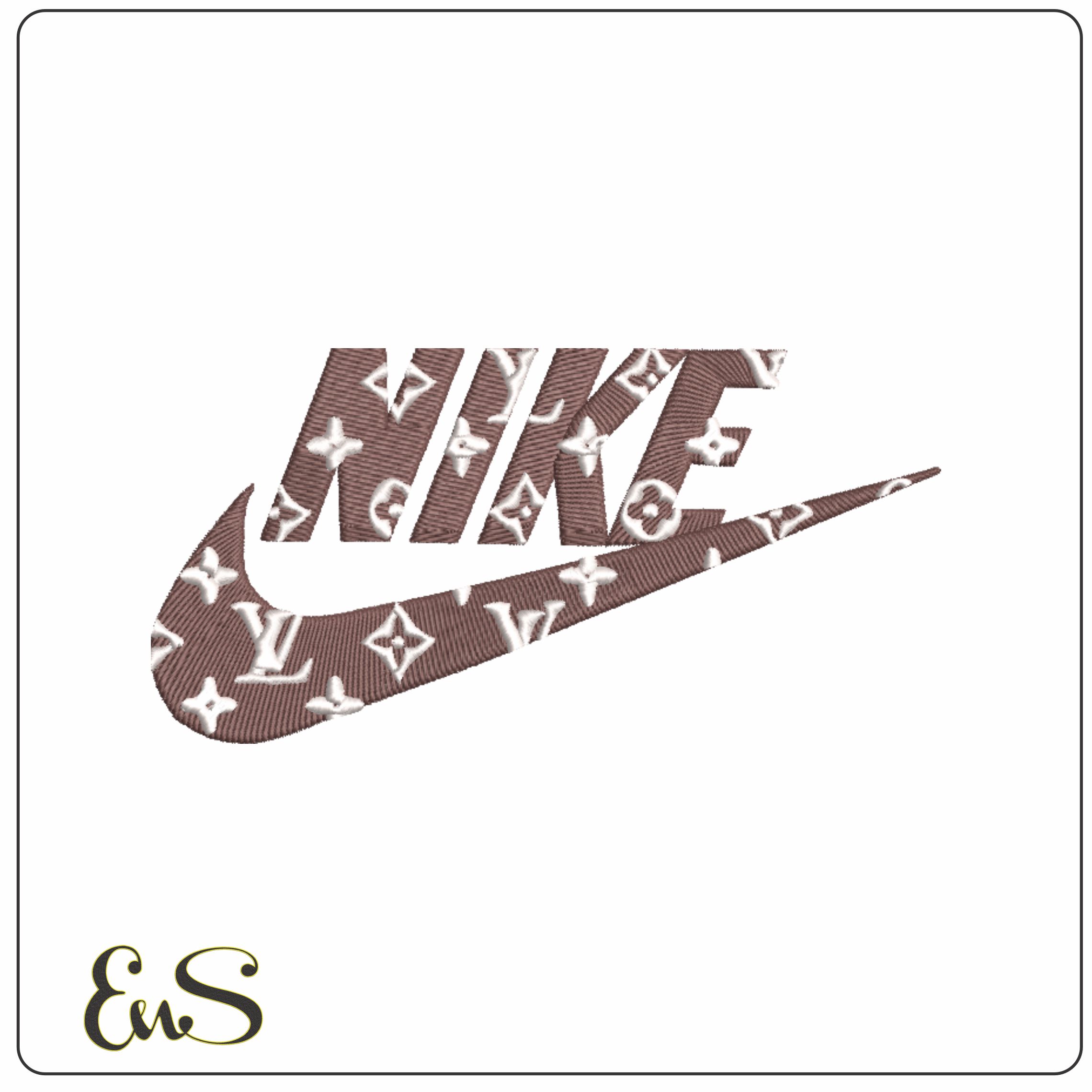 Nike Swoosh Louis Vuitton - Nike embroidery design file - instant download in a frame