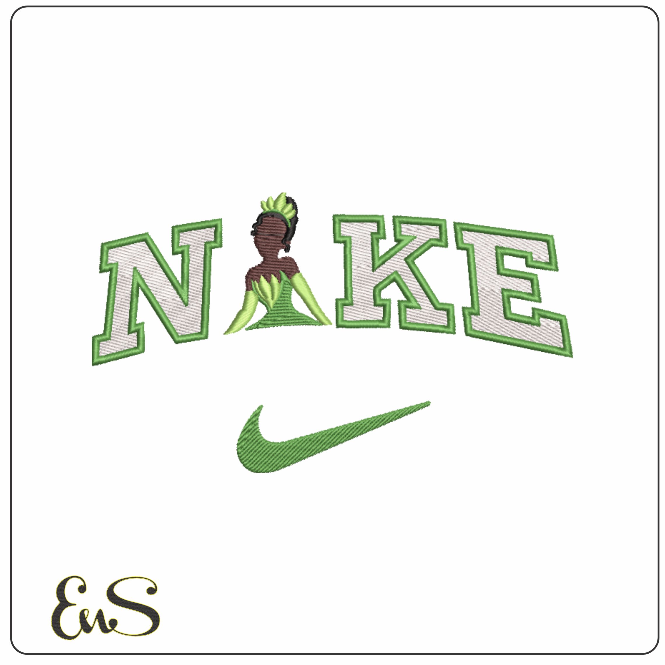 Nike Swoosh Princess Tiana - Nike embroidery design file - instant download in a frame