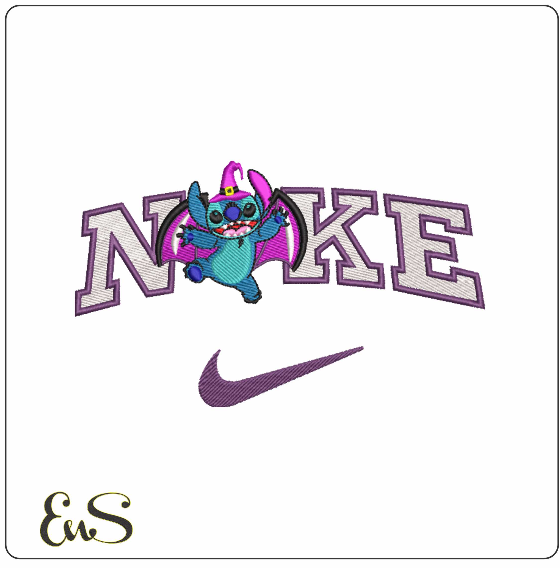 Nike Swoosh Stitch Halloween - Nike embroidery design file - instant download in a frame
