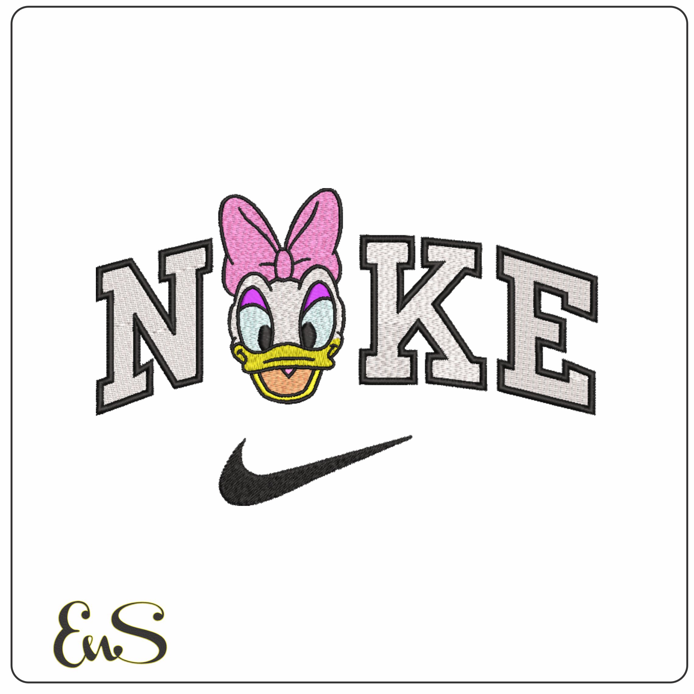 Nike Swoosh Daisy Duck Head - Nike embroidery design file - instant download in a frame