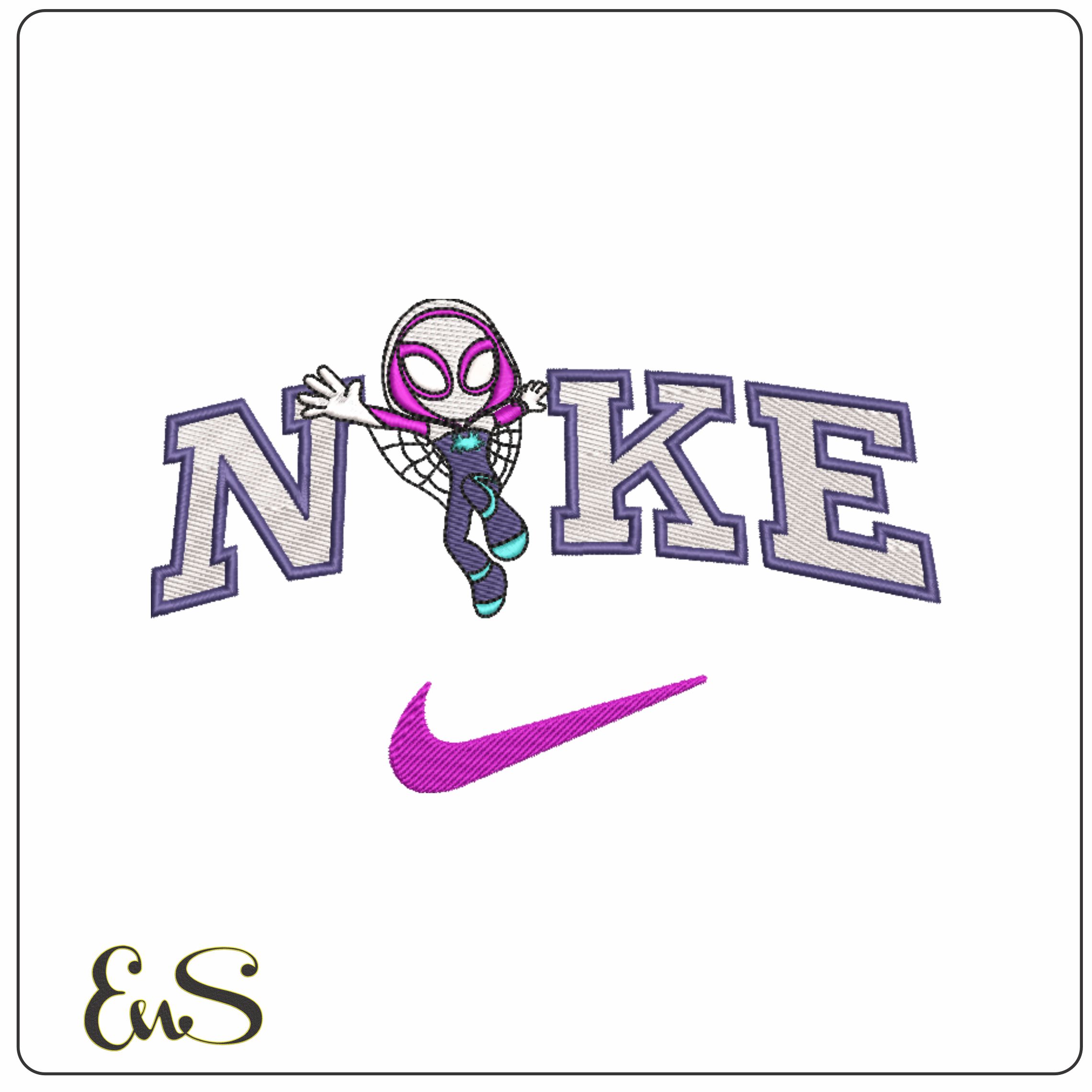 Nike Swoosh Ghost Spiderman - Nike Marvel Cartoon embroidery design file - instant download in a frame