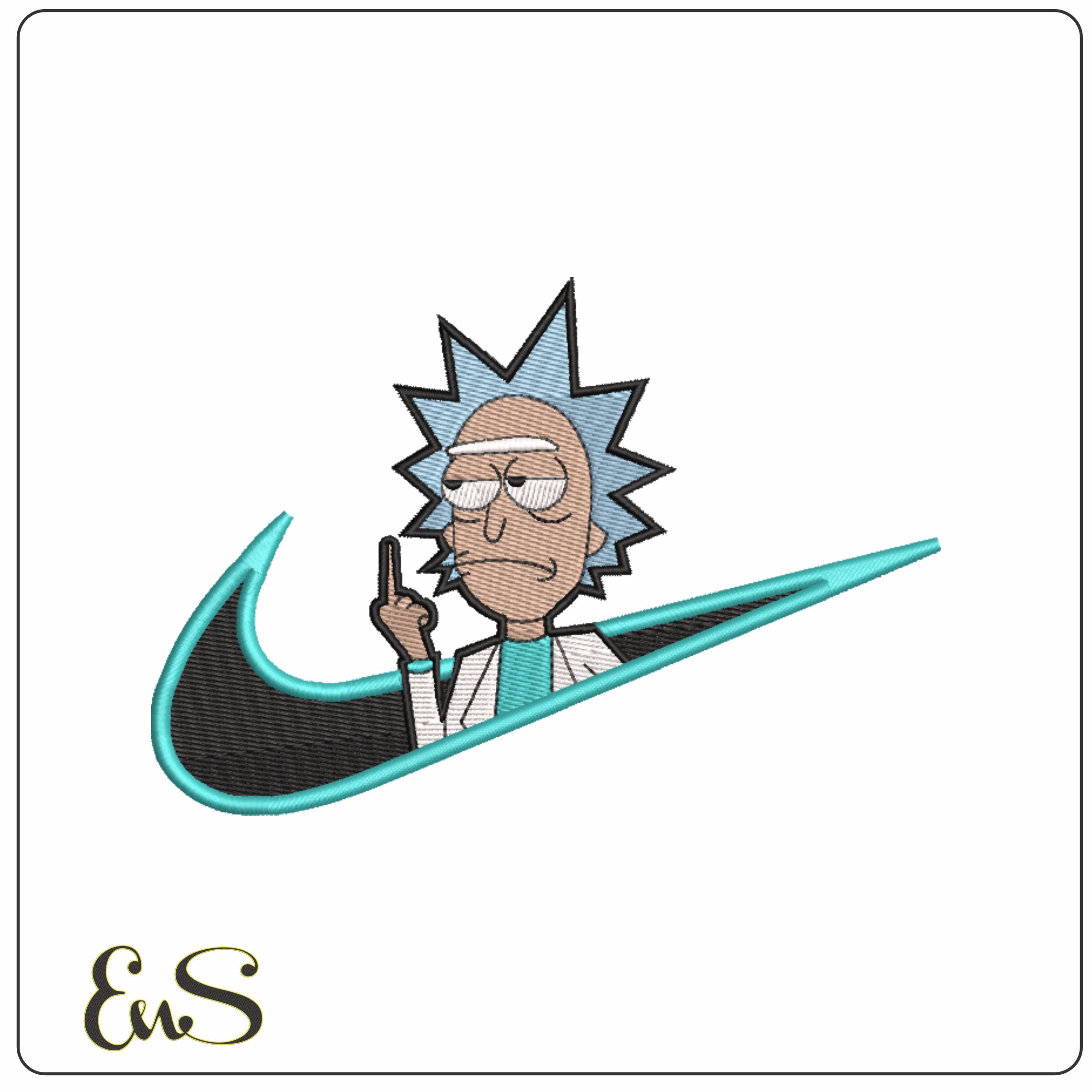 Nike Swoosh Ricky Finger - Nike Ricky and Morty embroidery design file - instant download in a frame