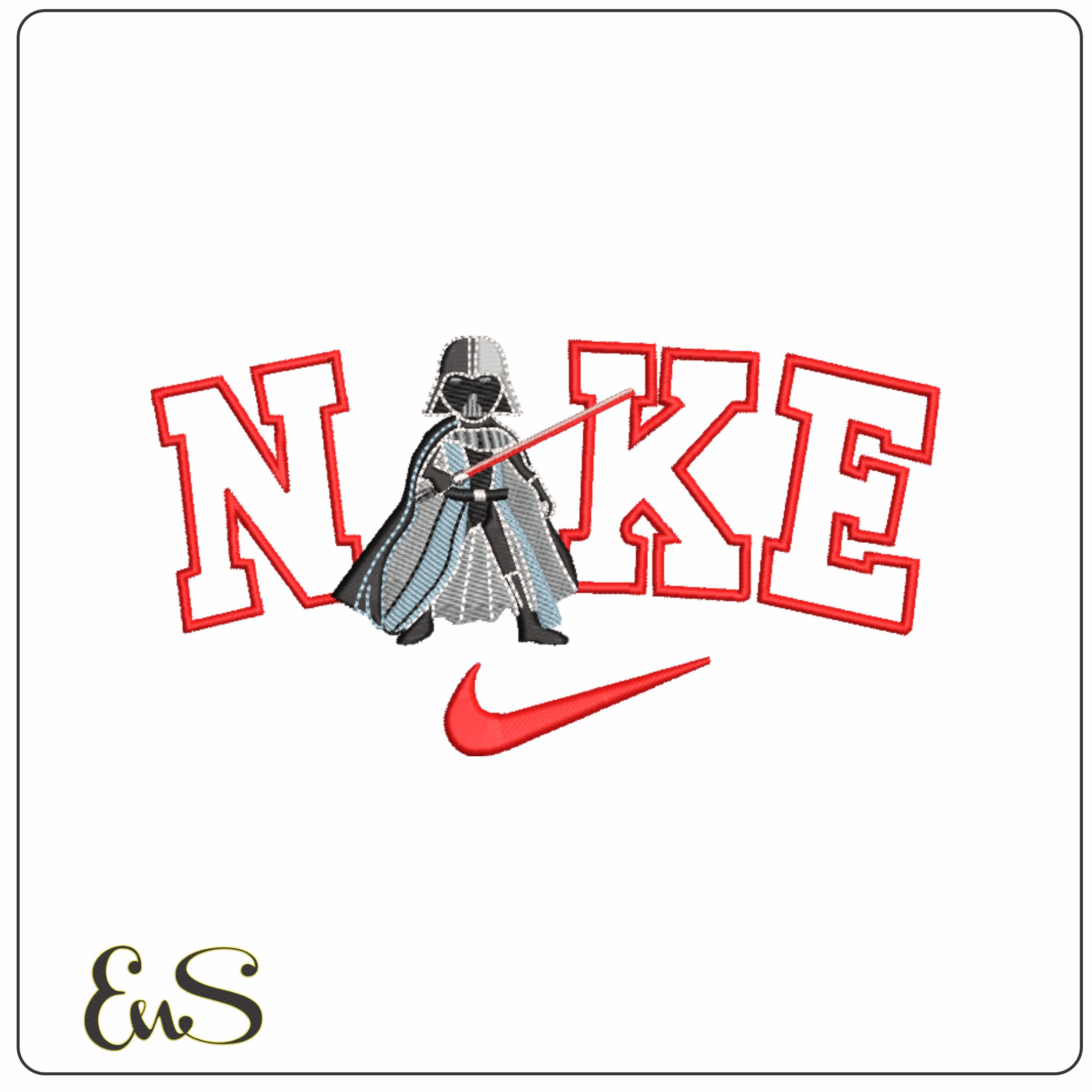 Nike Swoosh Darth Vader - Nike Star Wars embroidery design file - instant download in a frame