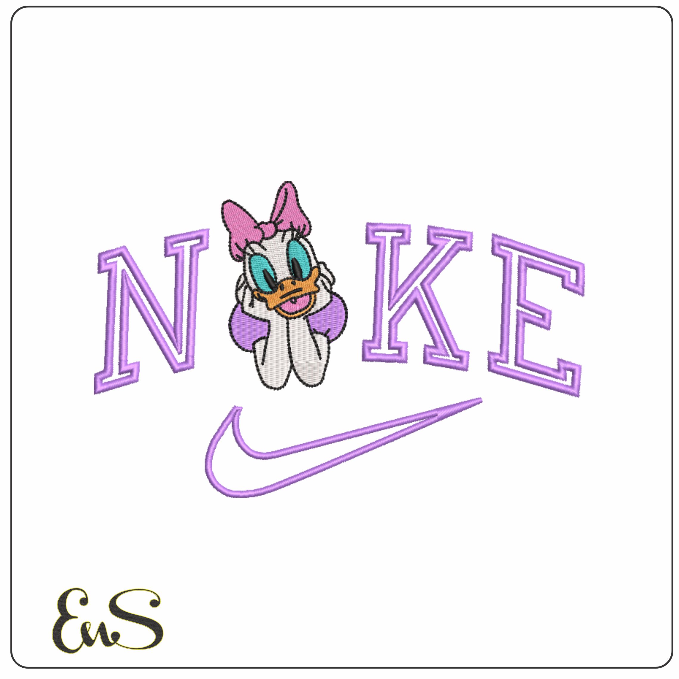 Nike Swoosh Daisy Duck - Nike Mickey Mouse embroidery design file - instant download in a frame