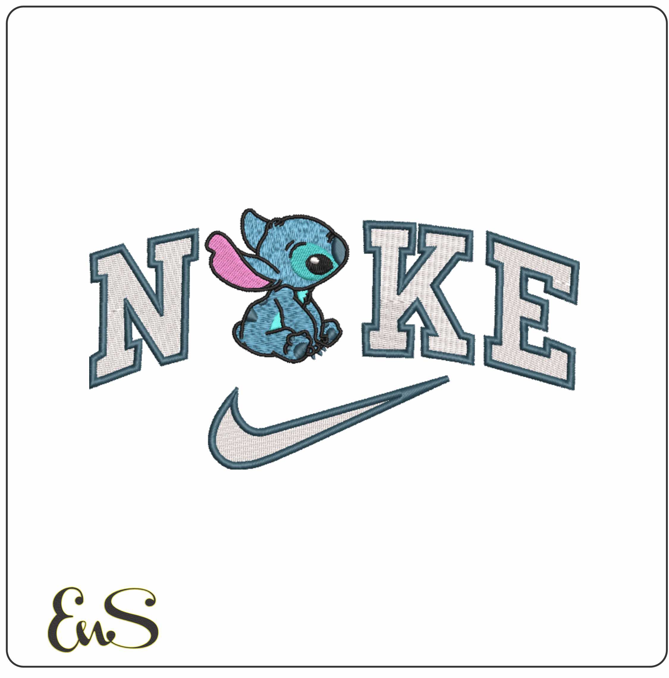 Nike Swoosh Stitch Sitting - Nike embroidery design file - instant download in a frame