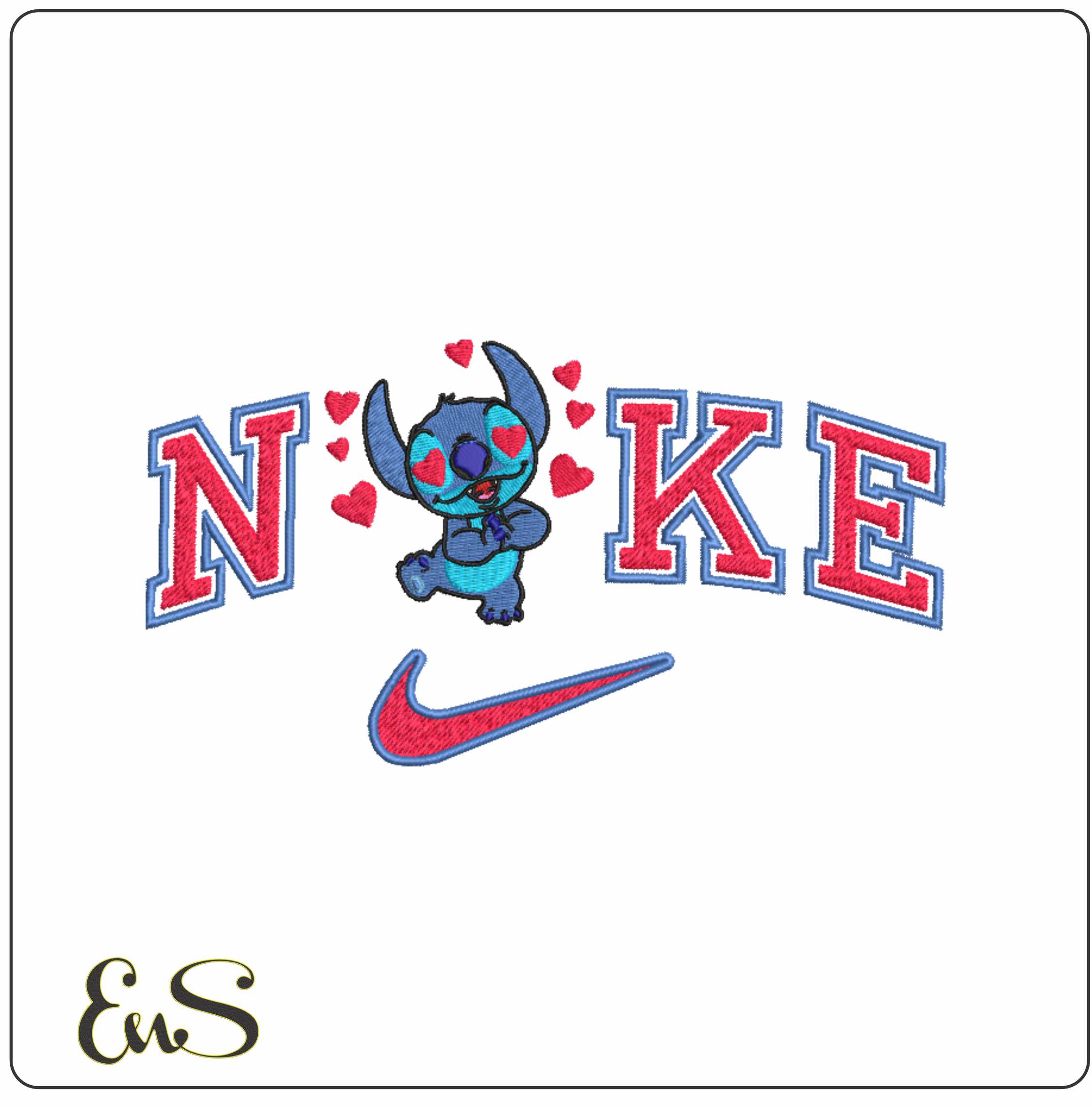 Nike Swoosh Stitch Love - Nike embroidery design file - instant download in a frame