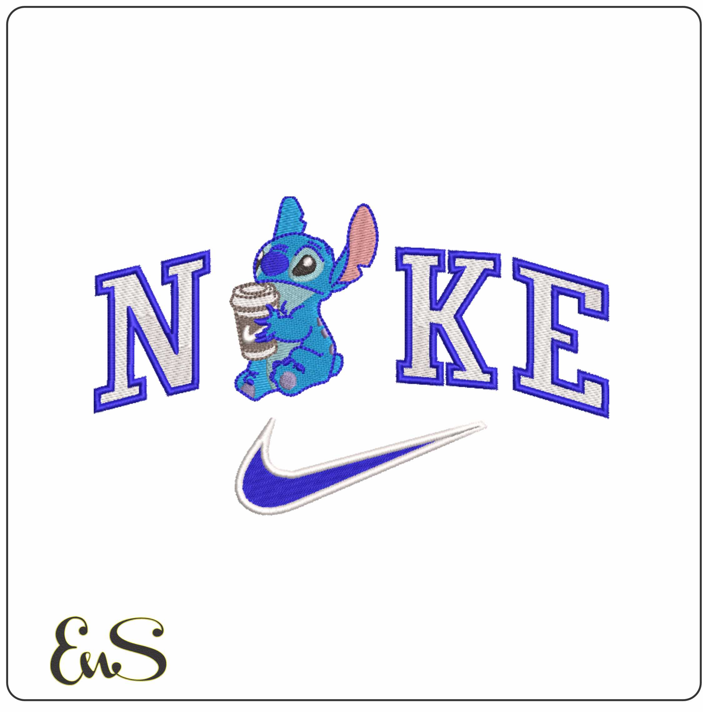 Nike Swoosh Stitch - Nike embroidery design file - instant download in a frame