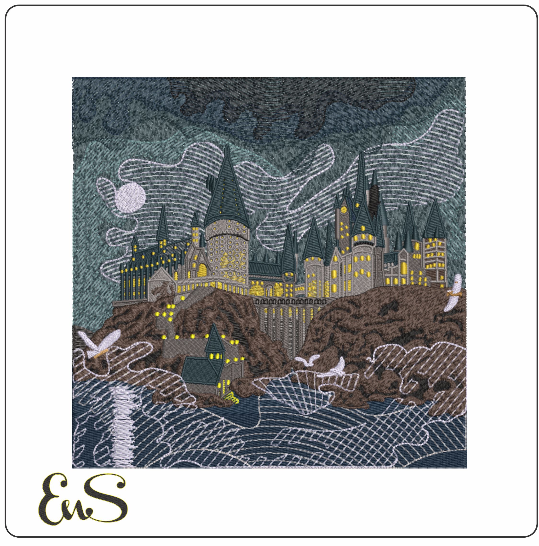 Harry Potter - Hogwarts by Moonlight - Unique Harry Potter Design - High Quality embroidery design file - instant download