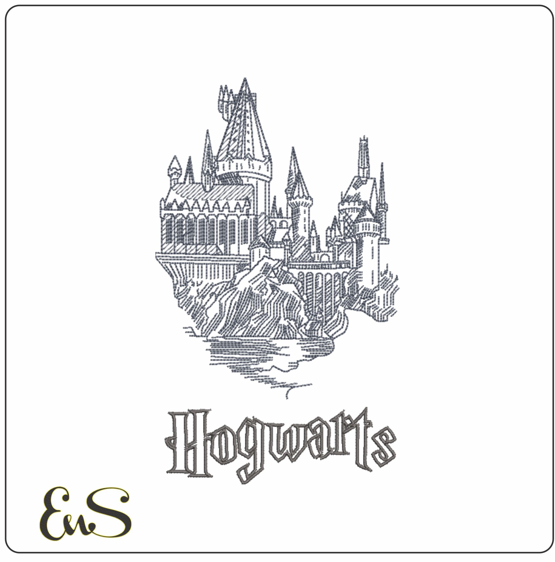 Harry Potter Hogwarts outline - Unique Harry Potter Design - High Quality embroidery design file - instant download