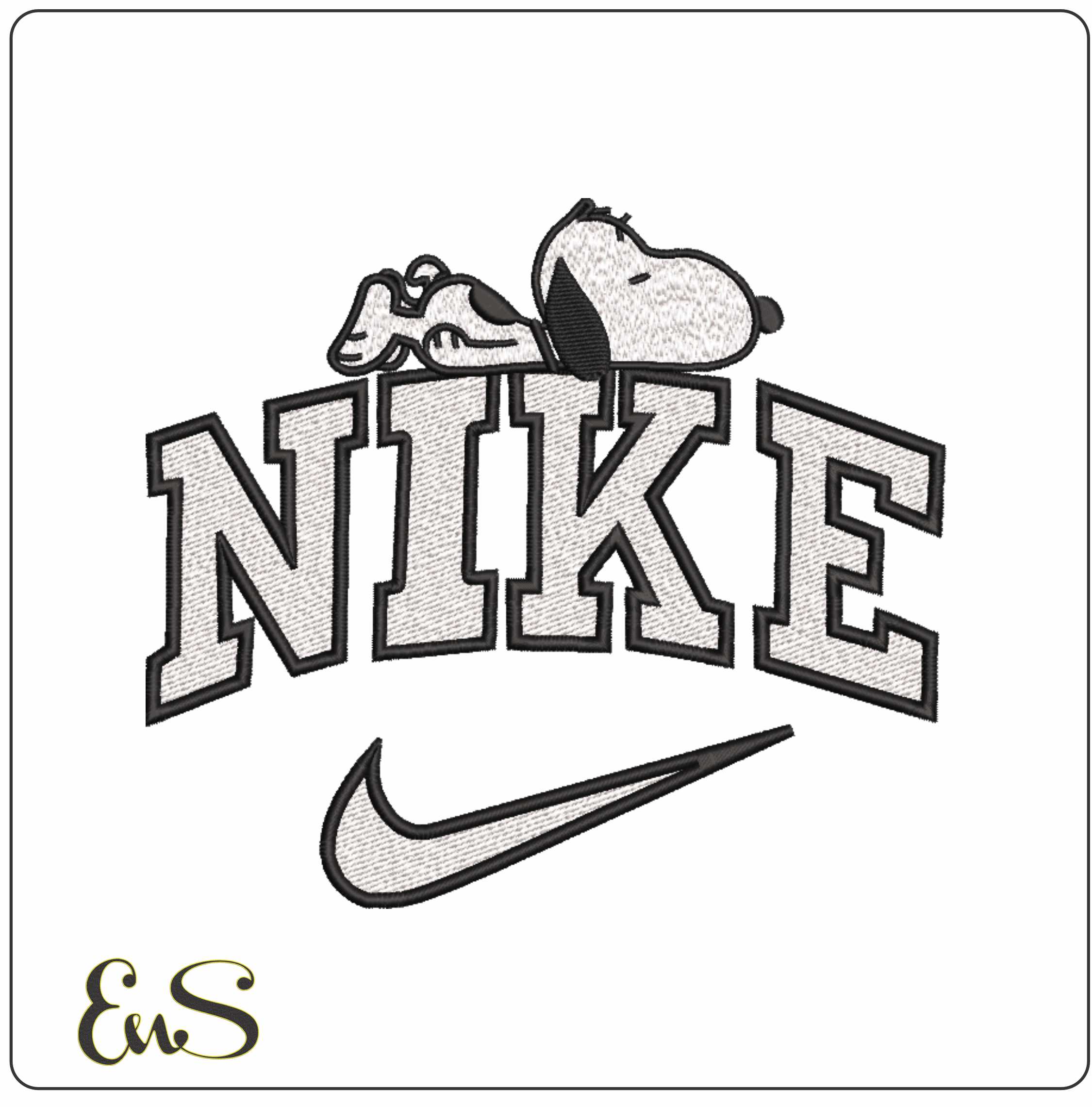 Nike Swoosh Snoopy - Nike embroidery design file - instant download in a frame